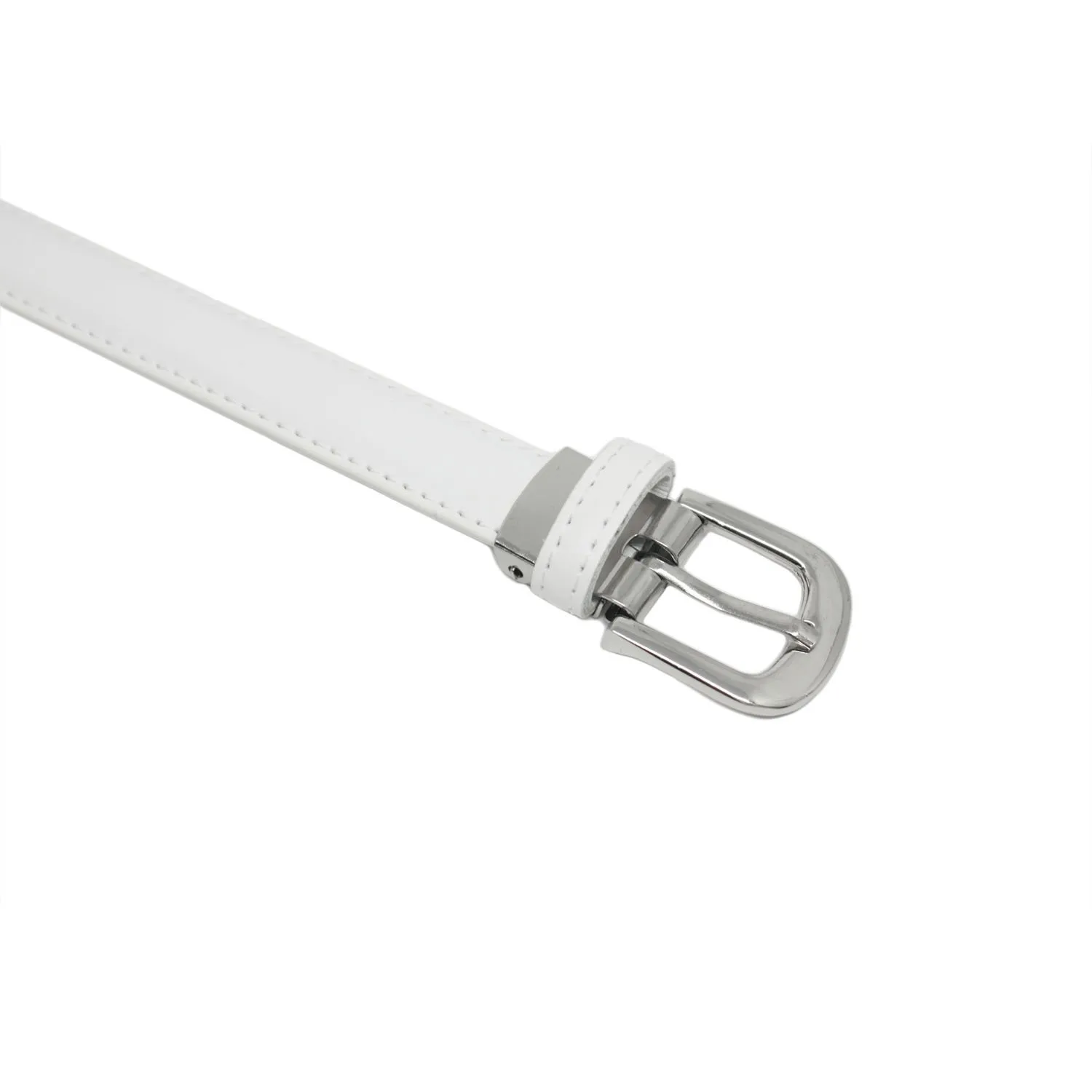 YEHMAN Cintura da donna in pelle di vacchetta, 2 cm x 120 cm, Bianco - immagine 4
