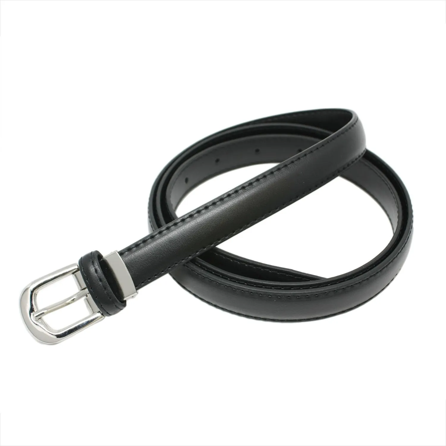Yehman Cintura da Donna in Pelle di Vacchetta, 2 cm x 120 cm, Nero - immagine 2