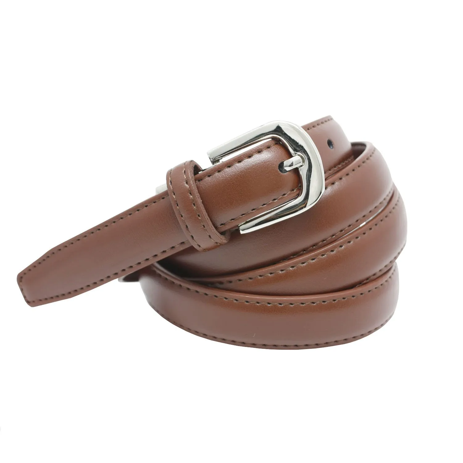Yehman Cintura da Donna in Pelle di Vacchetta, 2 cm x 120 cm, Marrone Chiaro - immagine 1
