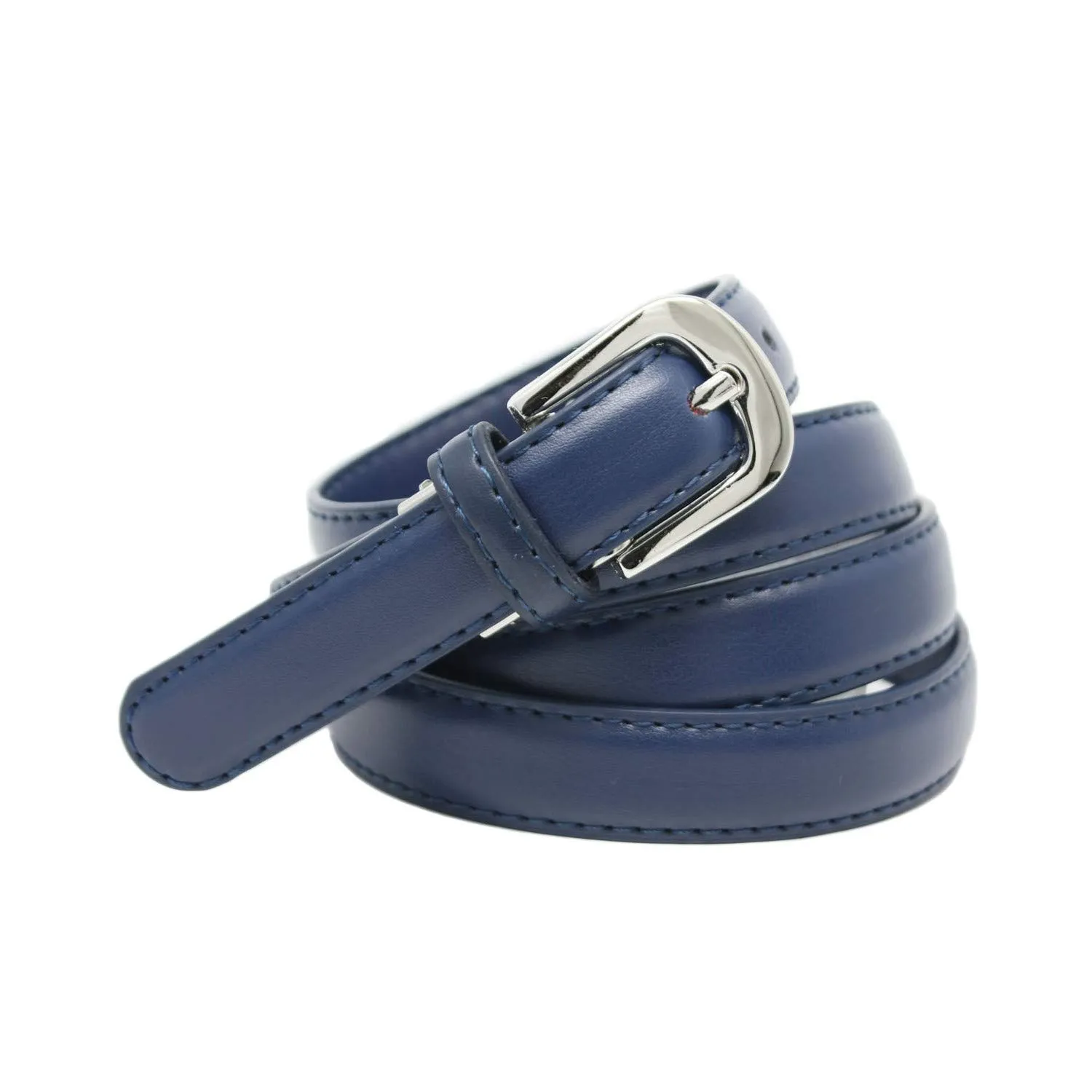 Yehman Cintura da Donna in Pelle di Vacchetta, 2 cm, Blu Marino, 120 cm - immagine 1