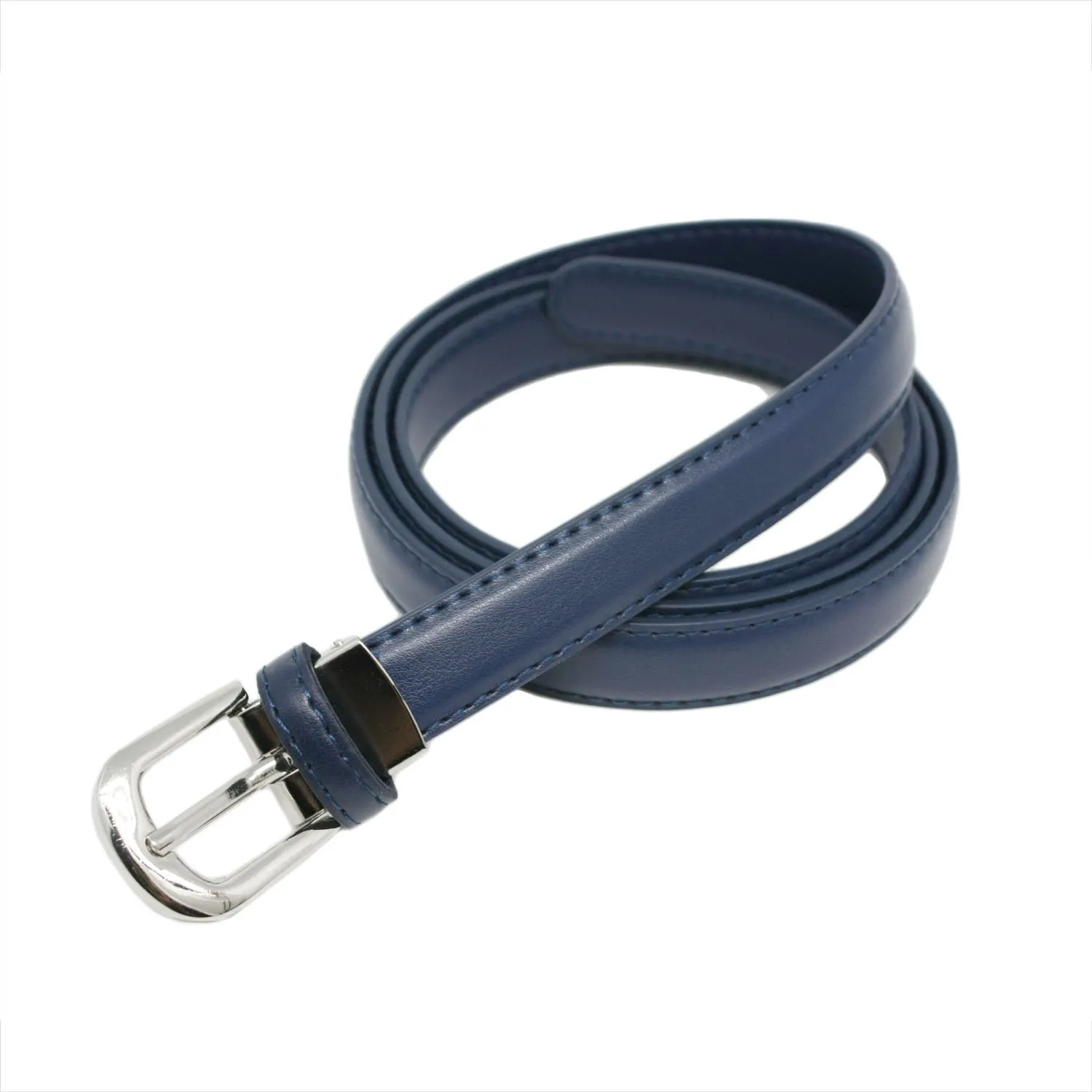 Yehman Cintura da Donna in Pelle di Vacchetta, 2 cm, Blu Marino, 120 cm - immagine 2
