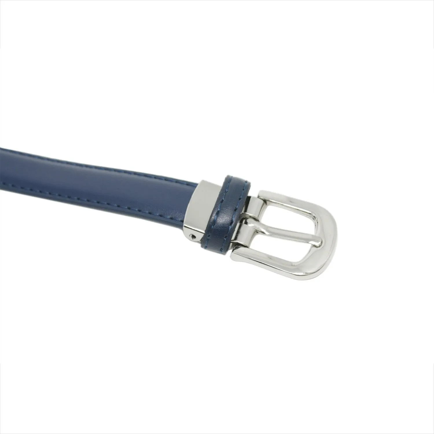 Yehman Cintura da Donna in Pelle di Vacchetta, 2 cm, Blu Marino, 120 cm - immagine 4