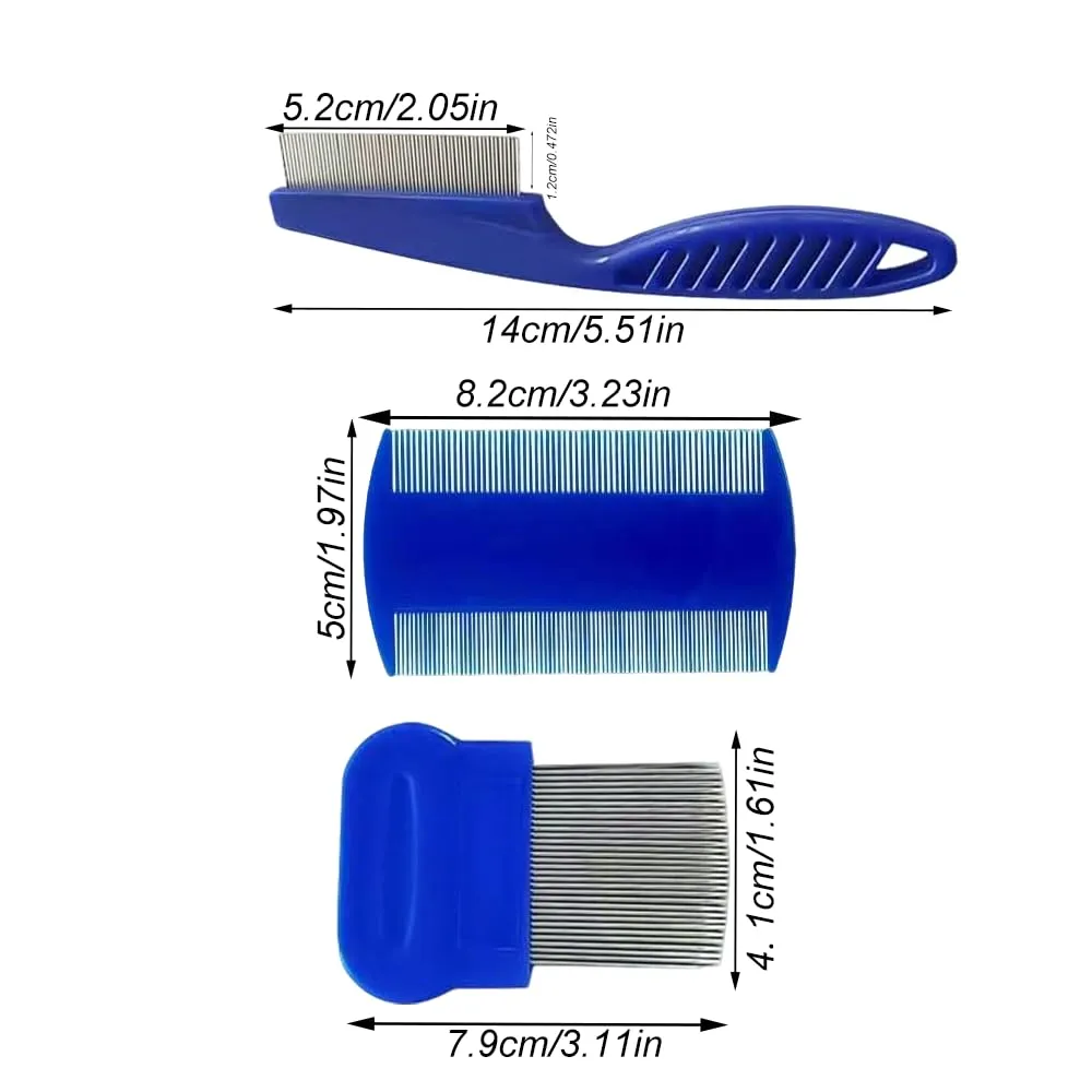 Aeuezxx Pettine per Gatti e Cani, Set da 3 Pezzi in Acciaio Inox Anti Pulci e Pidocchi - immagine 2