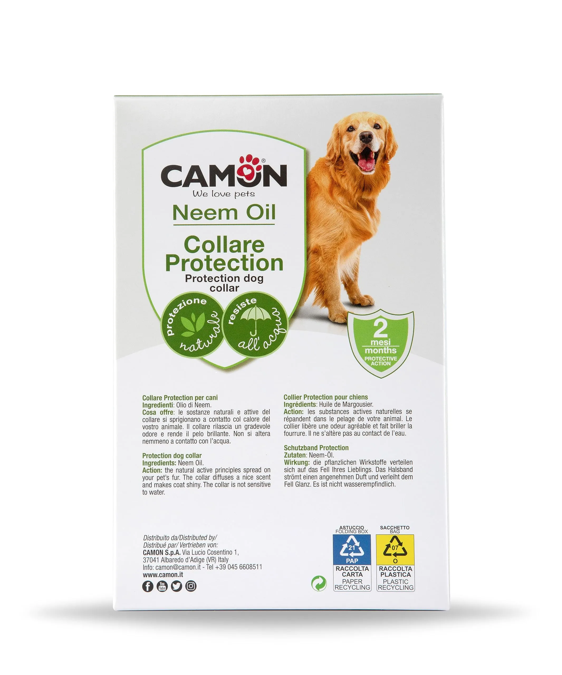 Camon Collare Protettivo per Cani con Olio di Neem e Geraniolo, 75cm - immagine 2