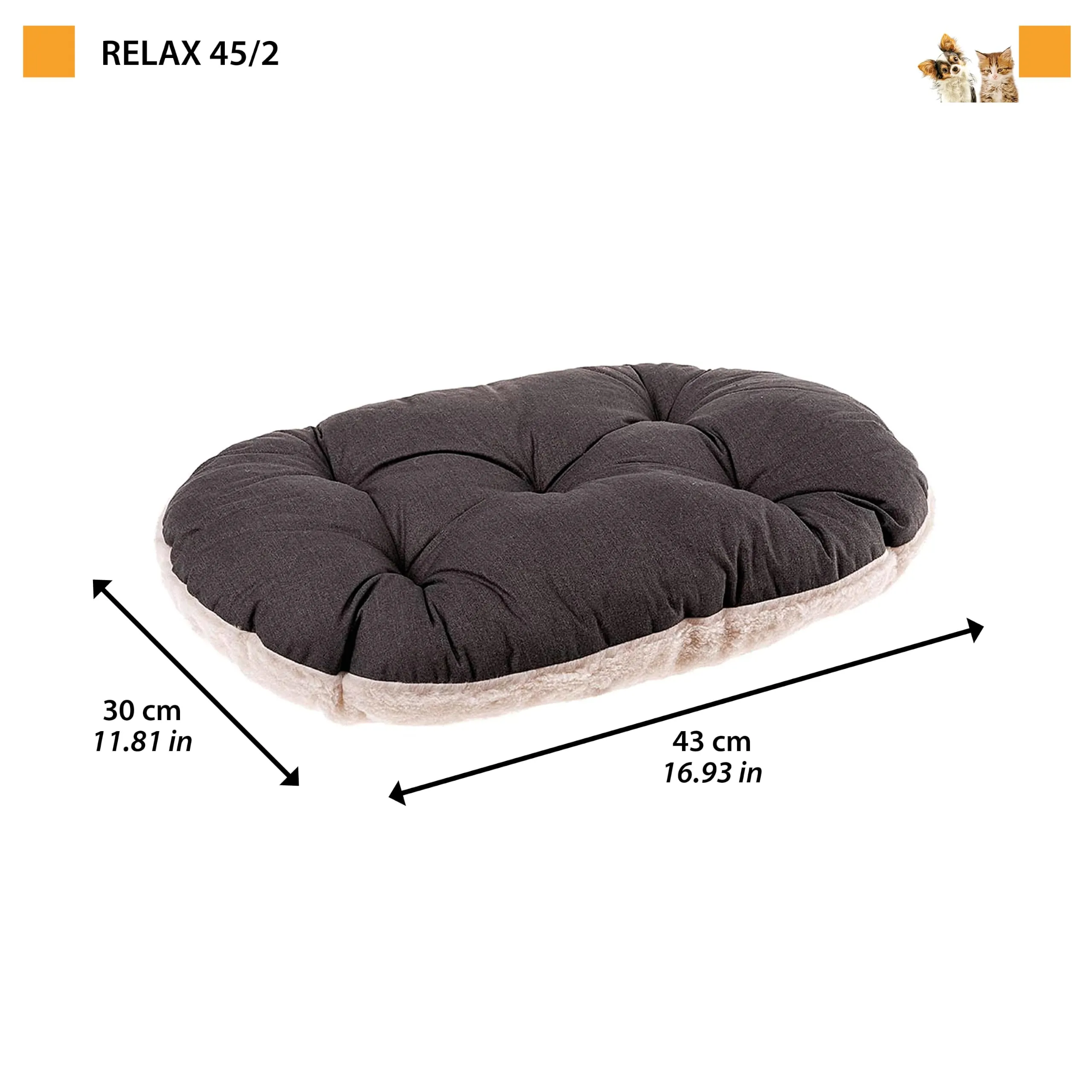 Ferplast Relax Cuscino per cani e gatti, 43 x 30 cm, Marrone e Bianco - immagine 3