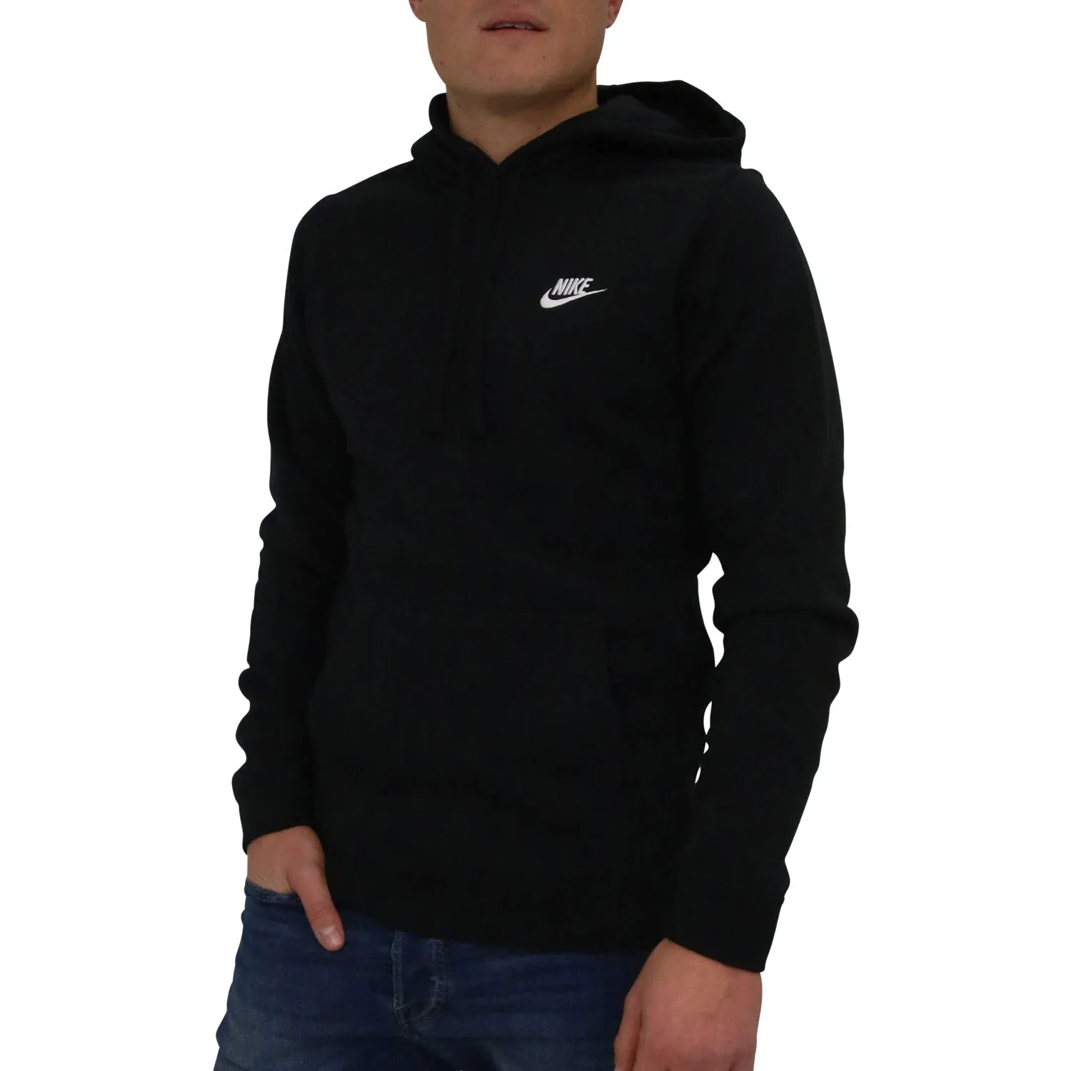 Nike NSW Club Fleece Pullover Hoodie - Black/Black/White - S - immagine 2