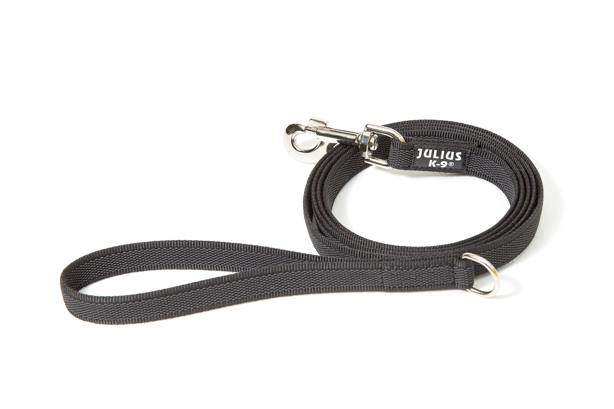 Julius-K9 Color & Gray Super Presa Guinzaglio Con Manico e Anello D, 20 mm x 1.8 m, Nero - immagine 5