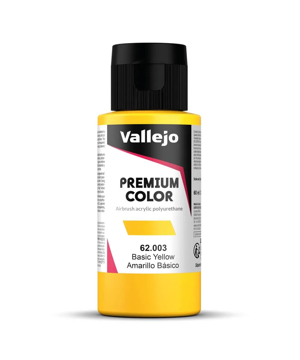 Vallejo Premium Color Acrilica Gran Resistenza, Basic Yellow, 60 ml - immagine 1