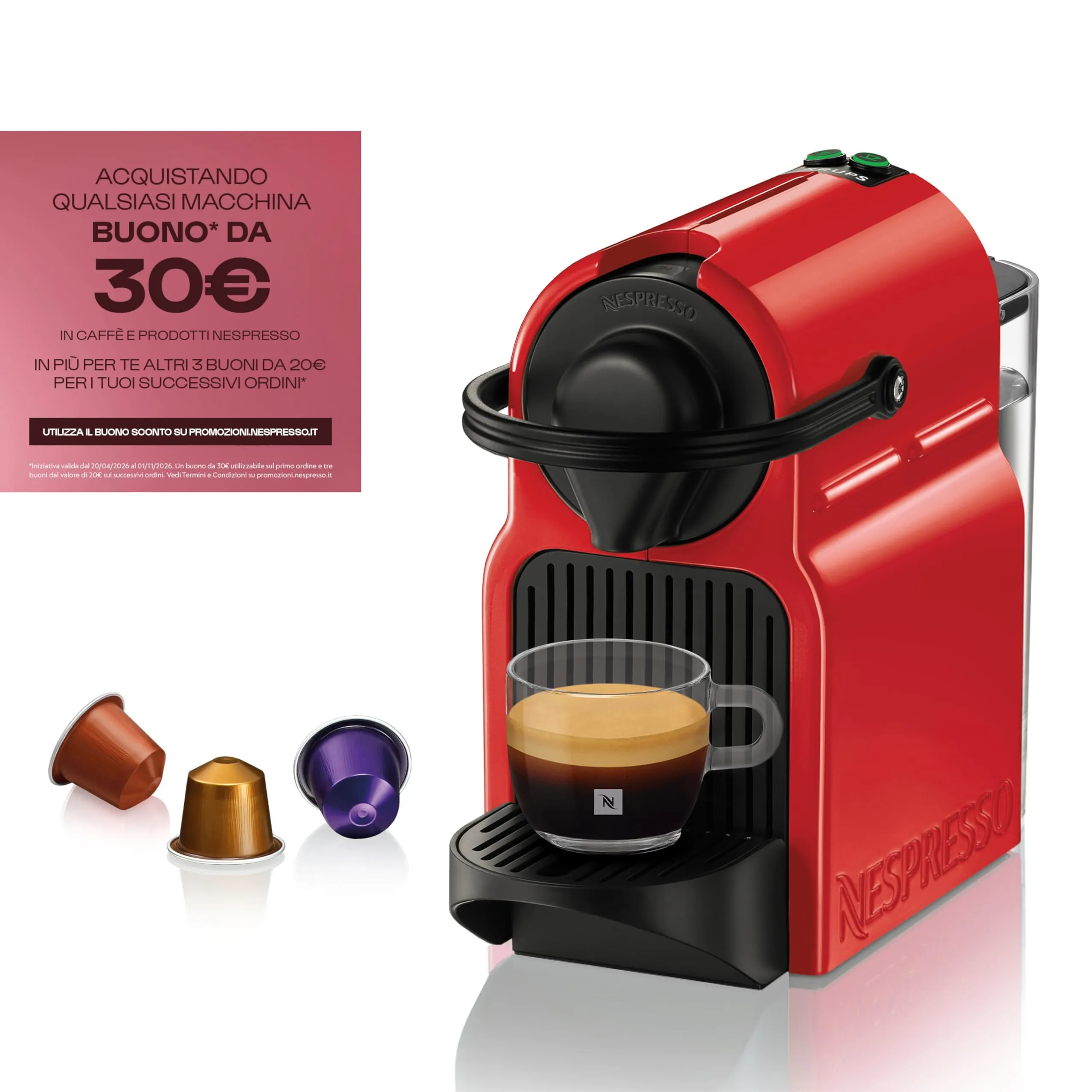 Krups Nespresso Inissia Kapselmaschine, Rot - immagine 2