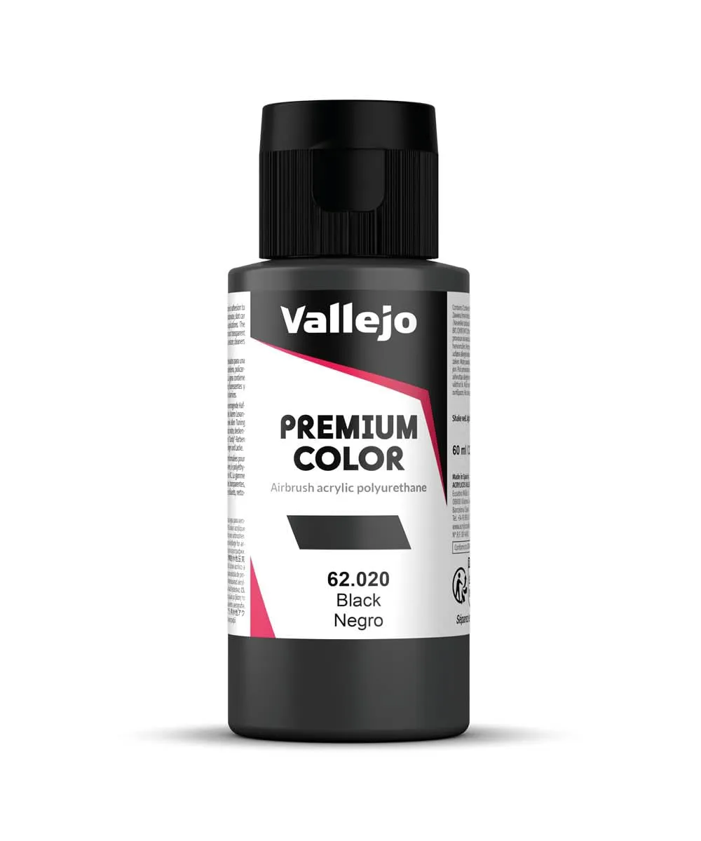 Vallejo Premium Acrylic Paint Nero for Airbrush, 60 ml - immagine 1