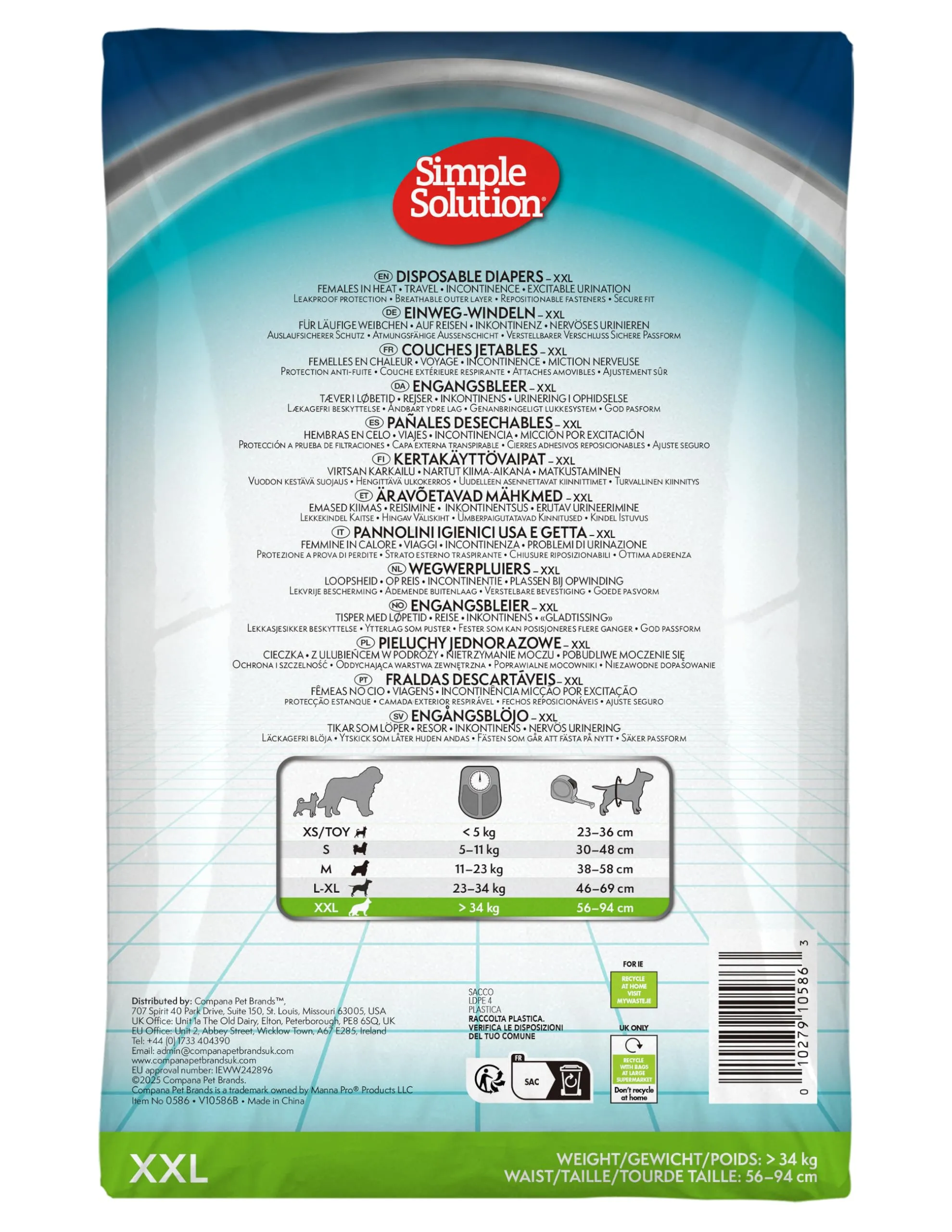 Simple Solution Pannolini usa e getta per cani femmina, XXL, 12 pz. - immagine 2
