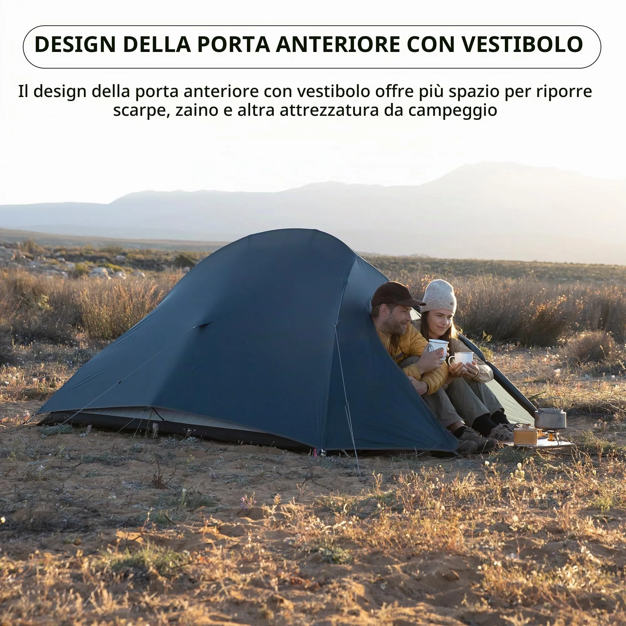 Naturehike Cloud-Up 2 Tenda da Campeggio 2 Persone 3-4 Stagioni Blu 20D - immagine 4