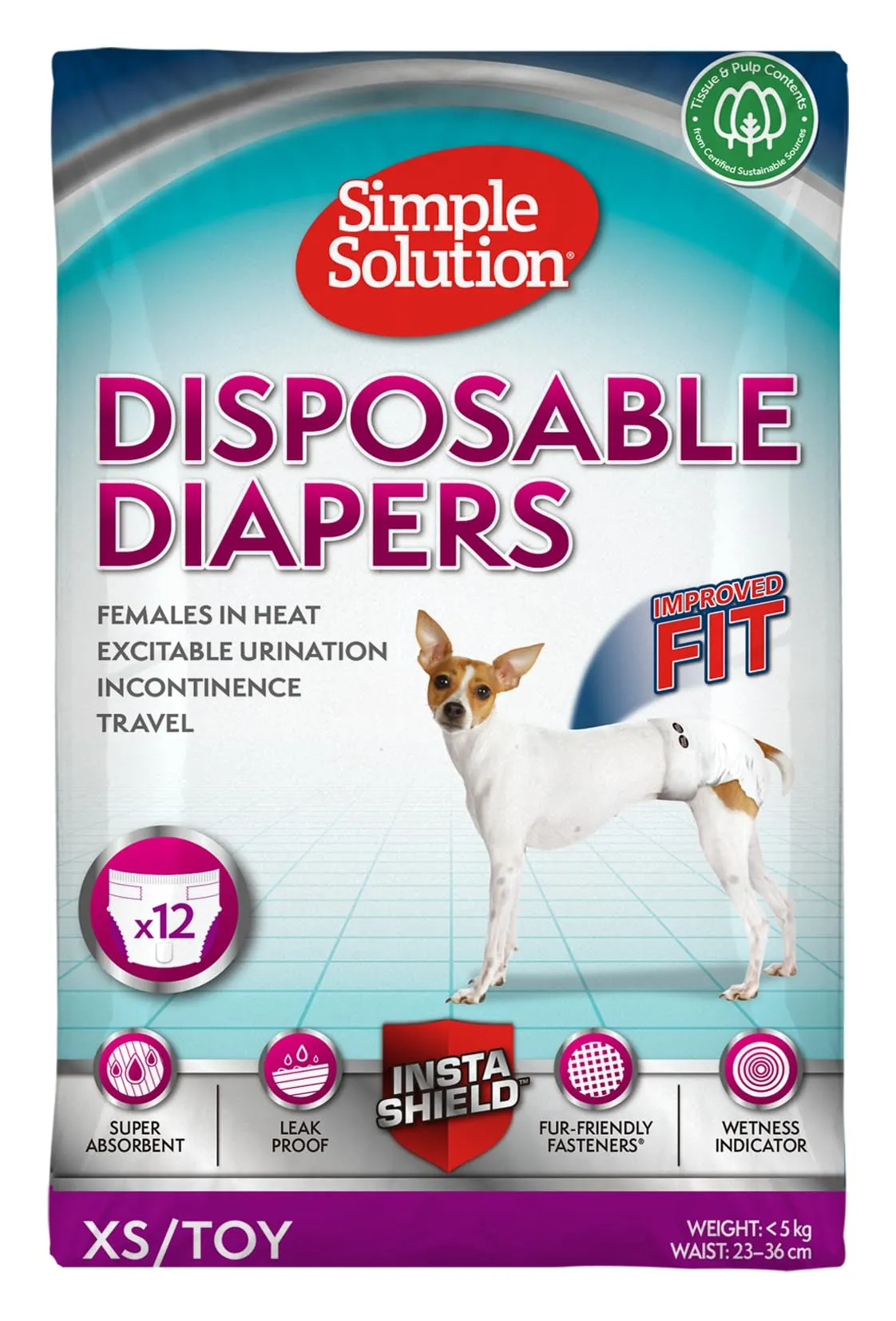 Simple Solution Pannolini Monouso Cani Femmina XS, 12 pz - immagine 1