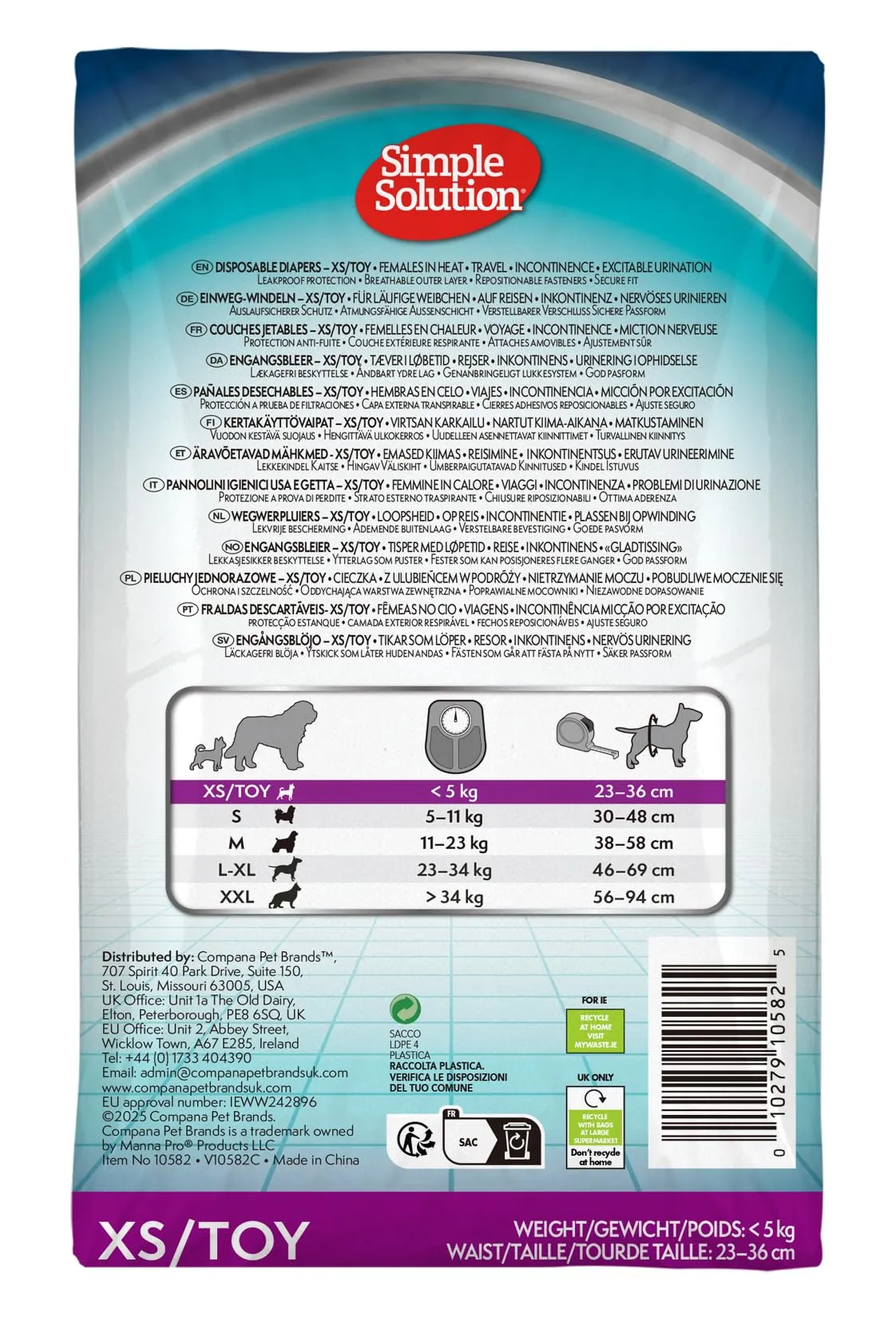 Simple Solution Pannolini Monouso Cani Femmina XS, 12 pz - immagine 2