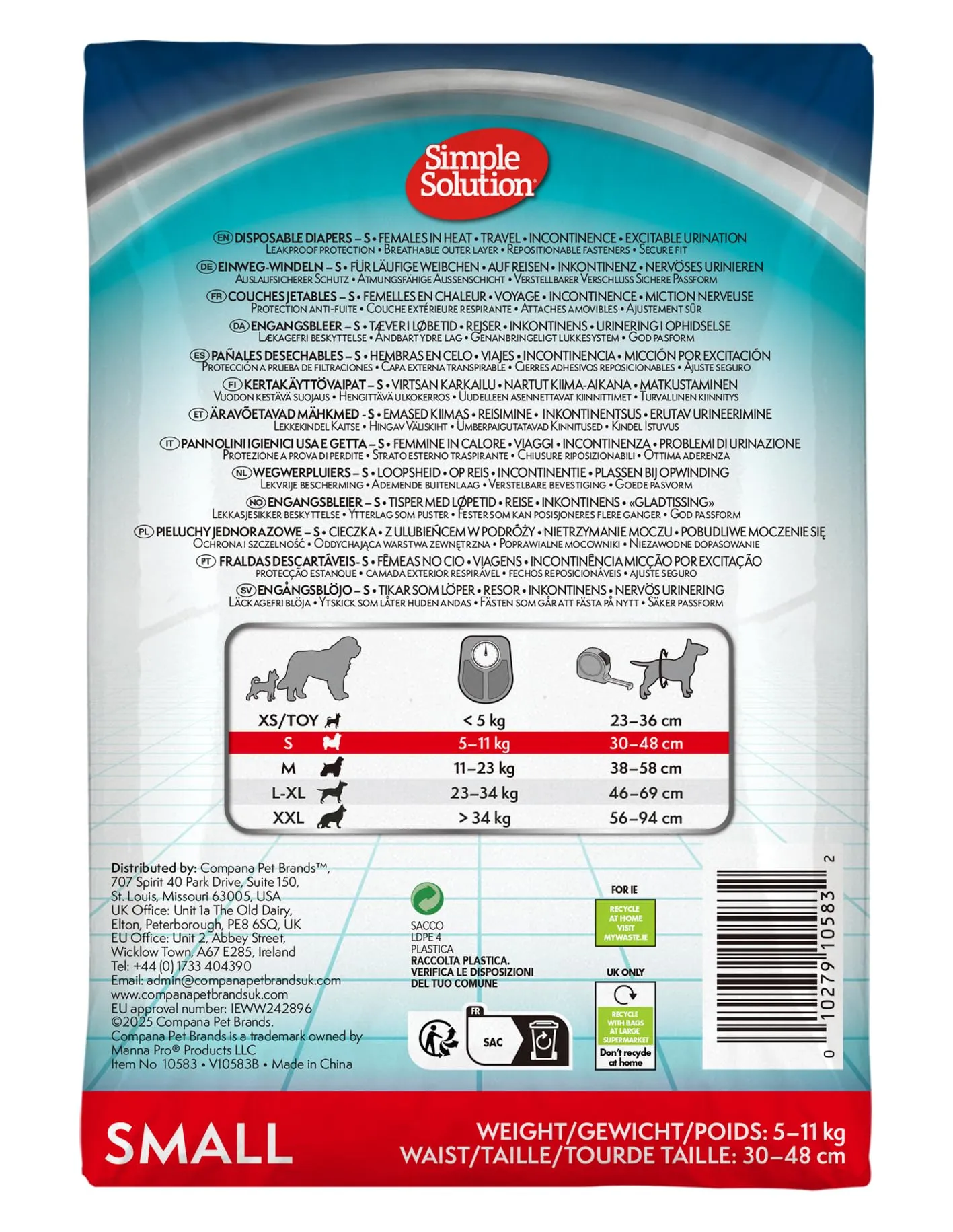 Simple Solution Nuovi True Fit Pannolini Monouso per Cani Femmina con Indicatore di Bagnato, Piccolo, 12 pezzi - immagine 2
