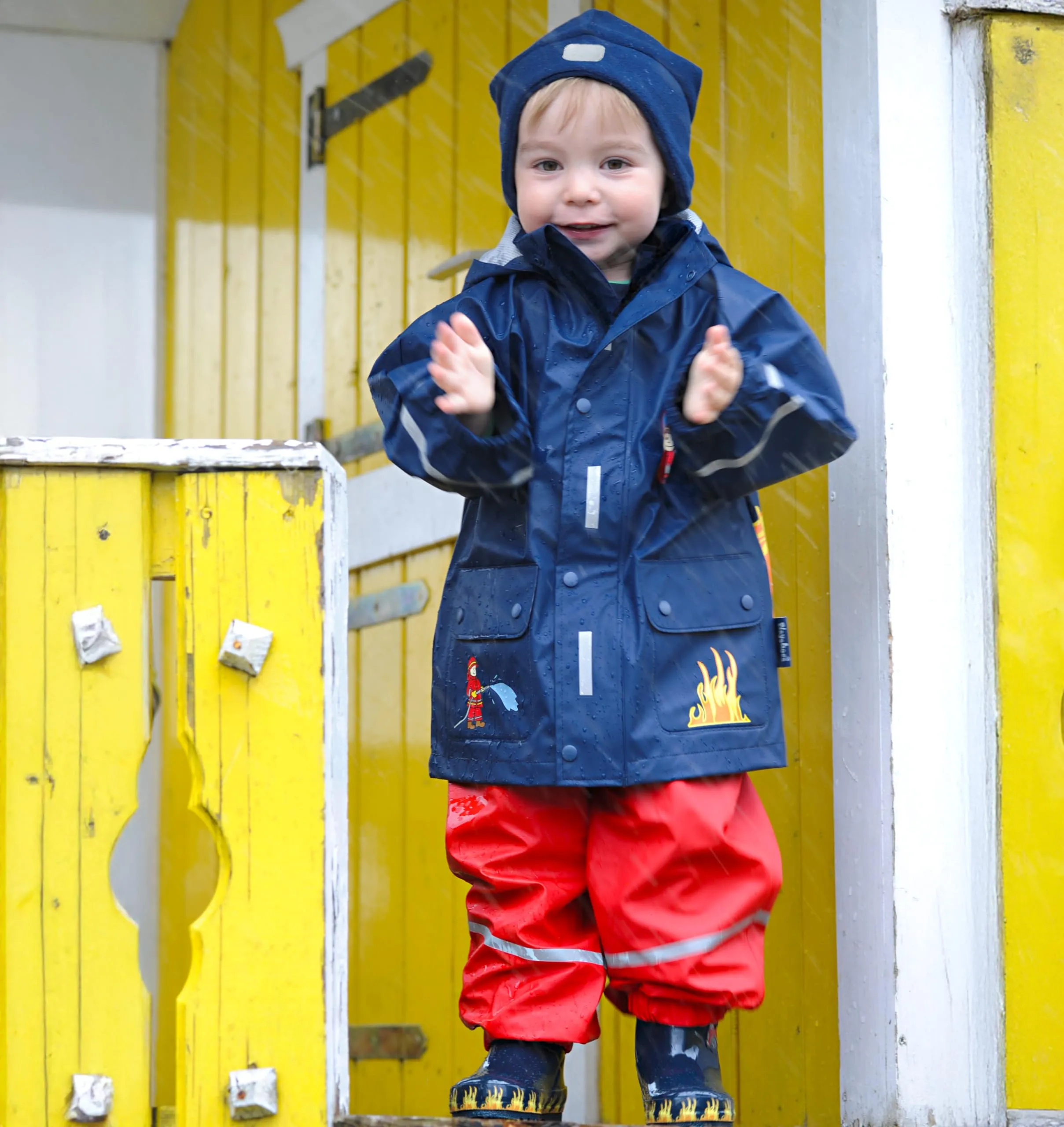 Playshoes Giacca da pioggia Unisex per Bambini e Ragazzi, Vigili del fuoco, 80 - immagine 4