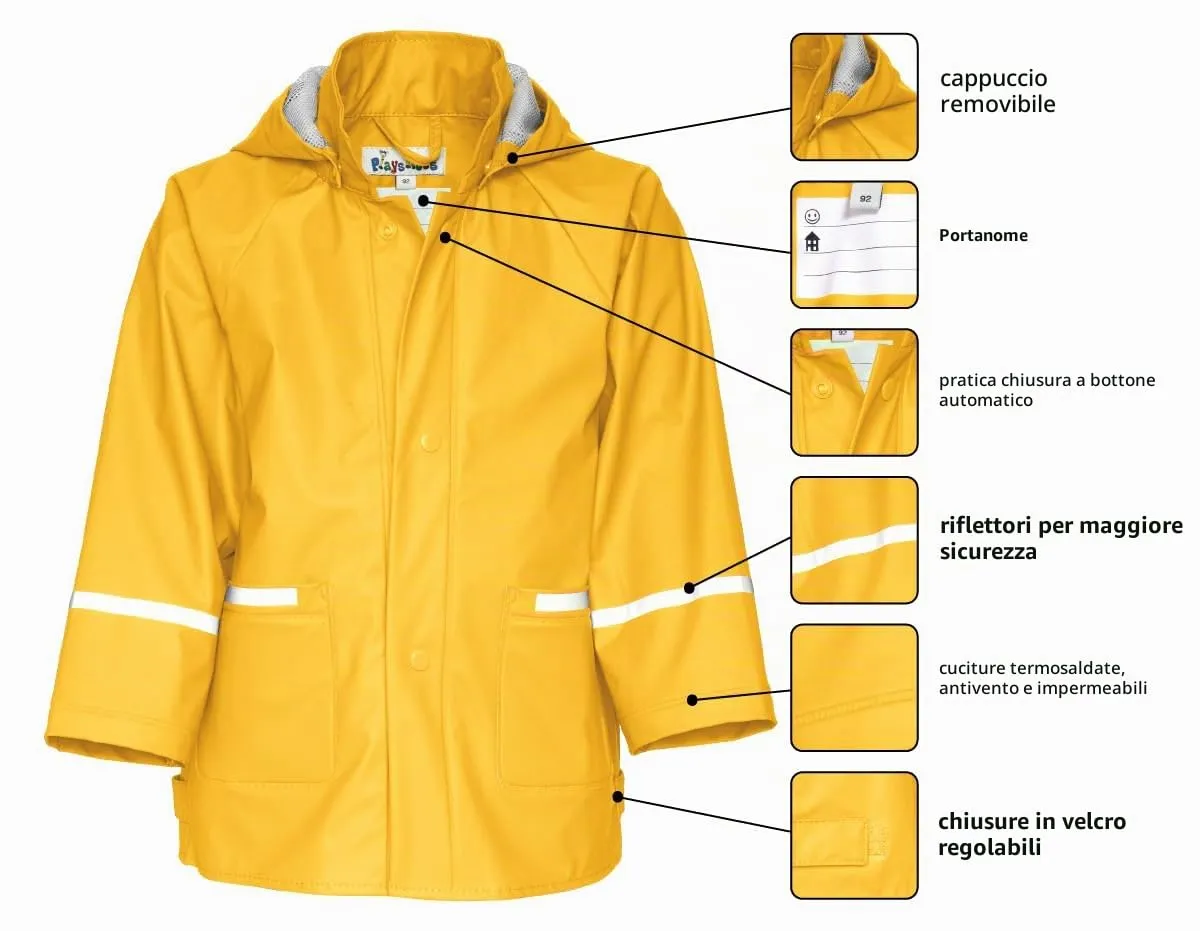 Playshoes Regenjacke Basic Unisex Bambini e Ragazzi, Giallo, 92 - immagine 6