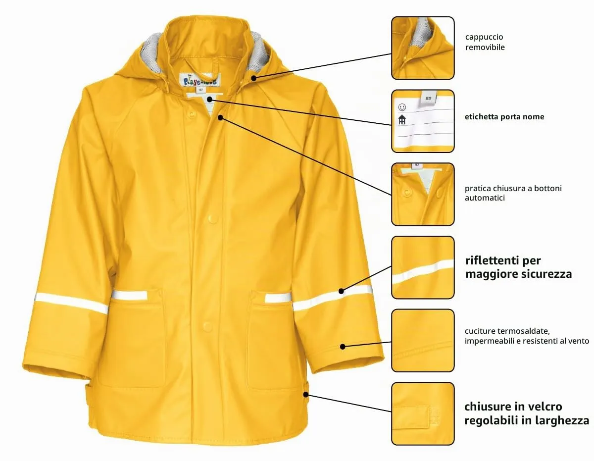 Playshoes Giacca da pioggia Unisex per Bambini e Ragazzi, Giallo, 104 - immagine 6