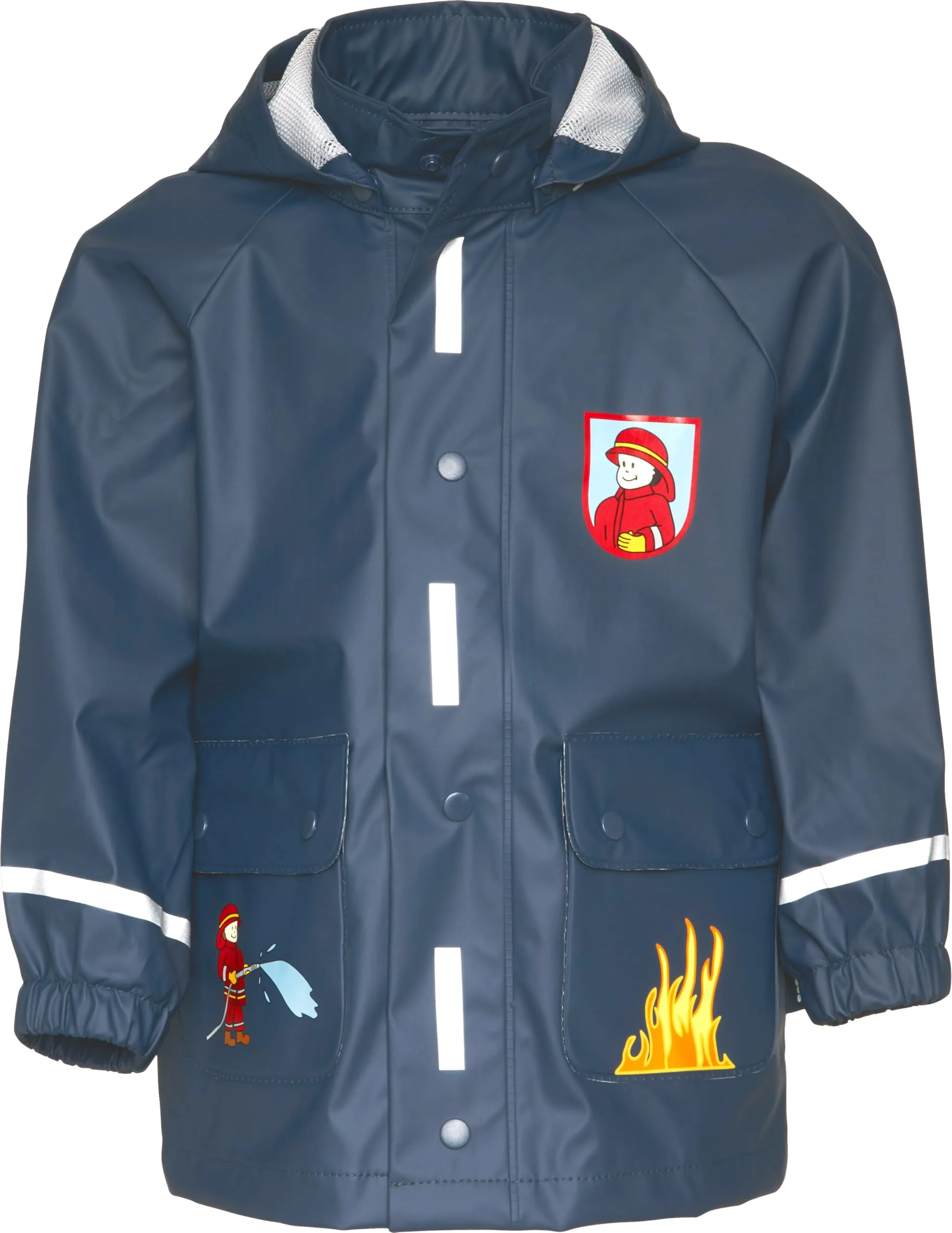Playshoes Giacca da pioggia antivento e impermeabile Unisex per bambini e ragazzi, Vigili del fuoco, 128 - immagine 1