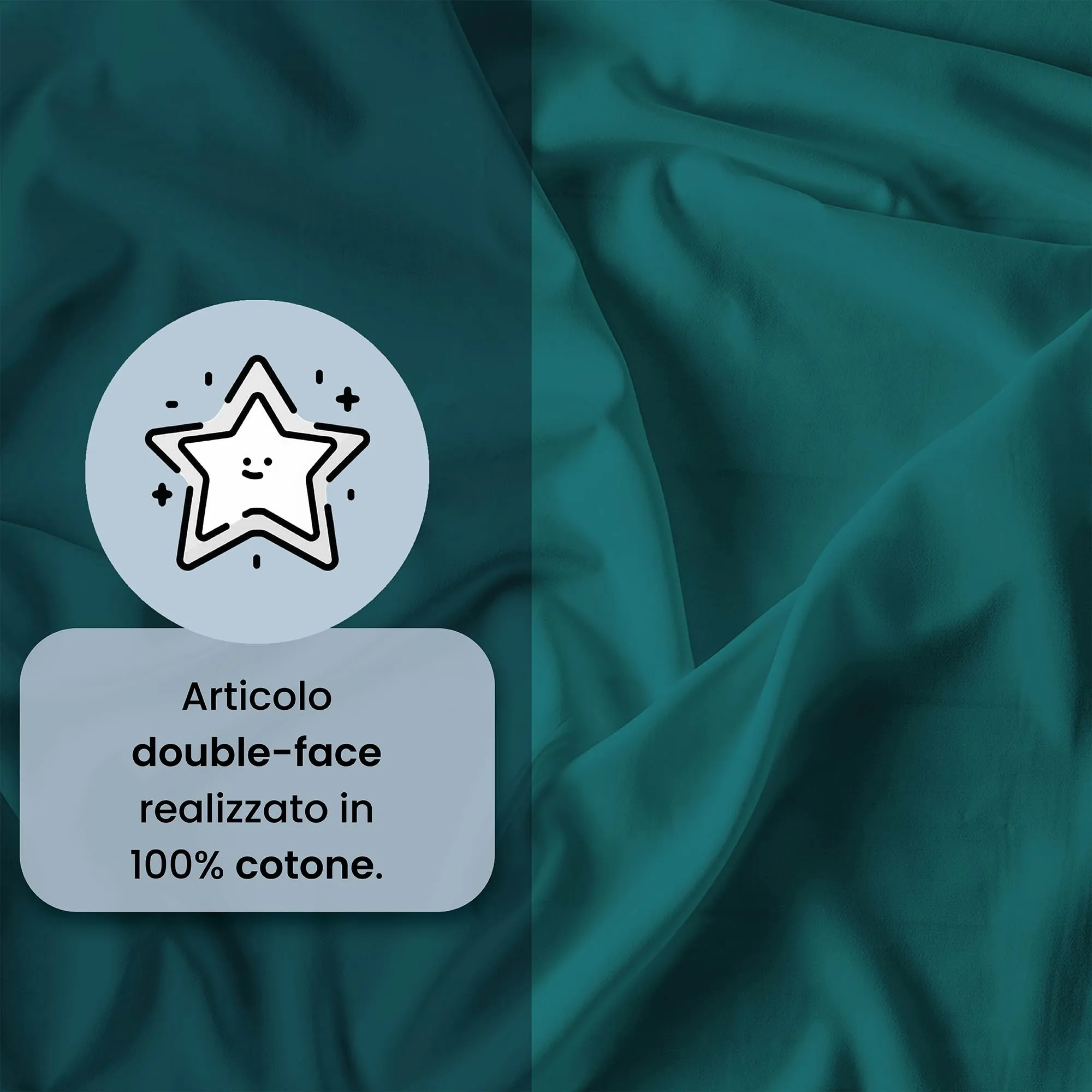 Italian Bed Linen 100% Cotton Duvet Cover Set, Petrol/Bottle Green, Piazza e Mezza - immagine 3