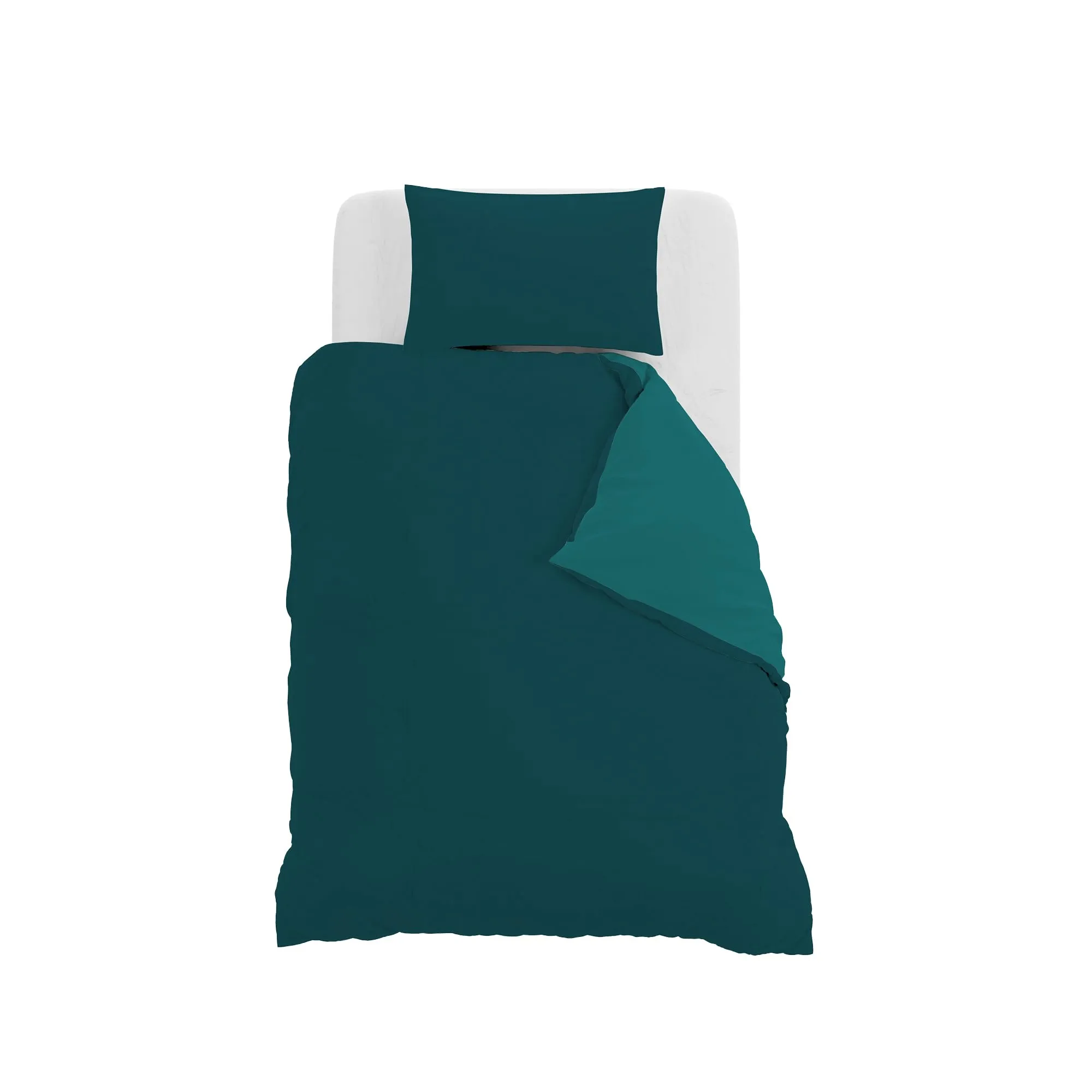 Italian Bed Linen 100% Cotton Duvet Cover Set, Petrol/Bottle Green, Piazza e Mezza - immagine 10