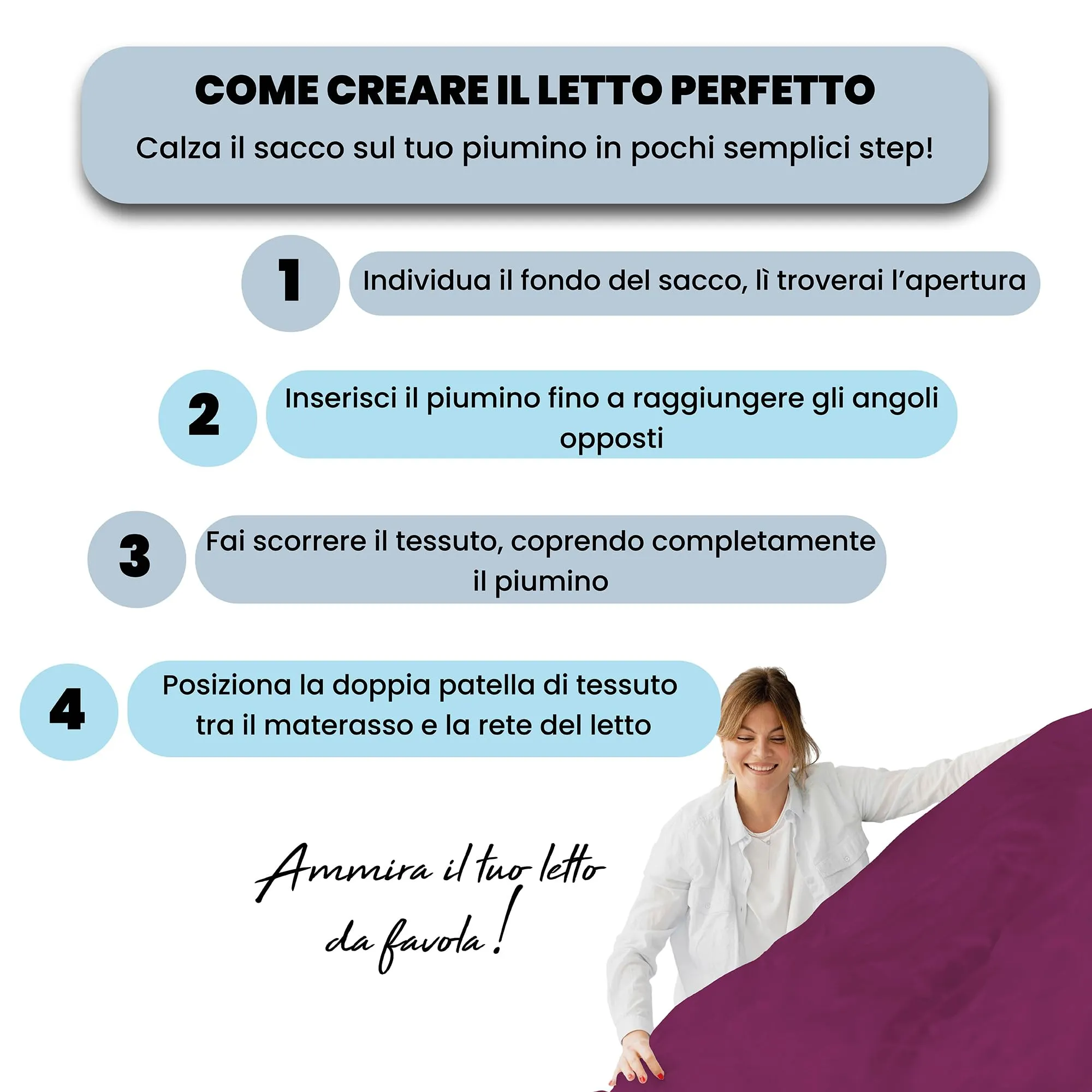 Italian Bed Linen Set Copripiumino 100% Cotone, 200x200 cm, Piazza e Mezza, Fucsia/Grigio Chiaro - immagine 5