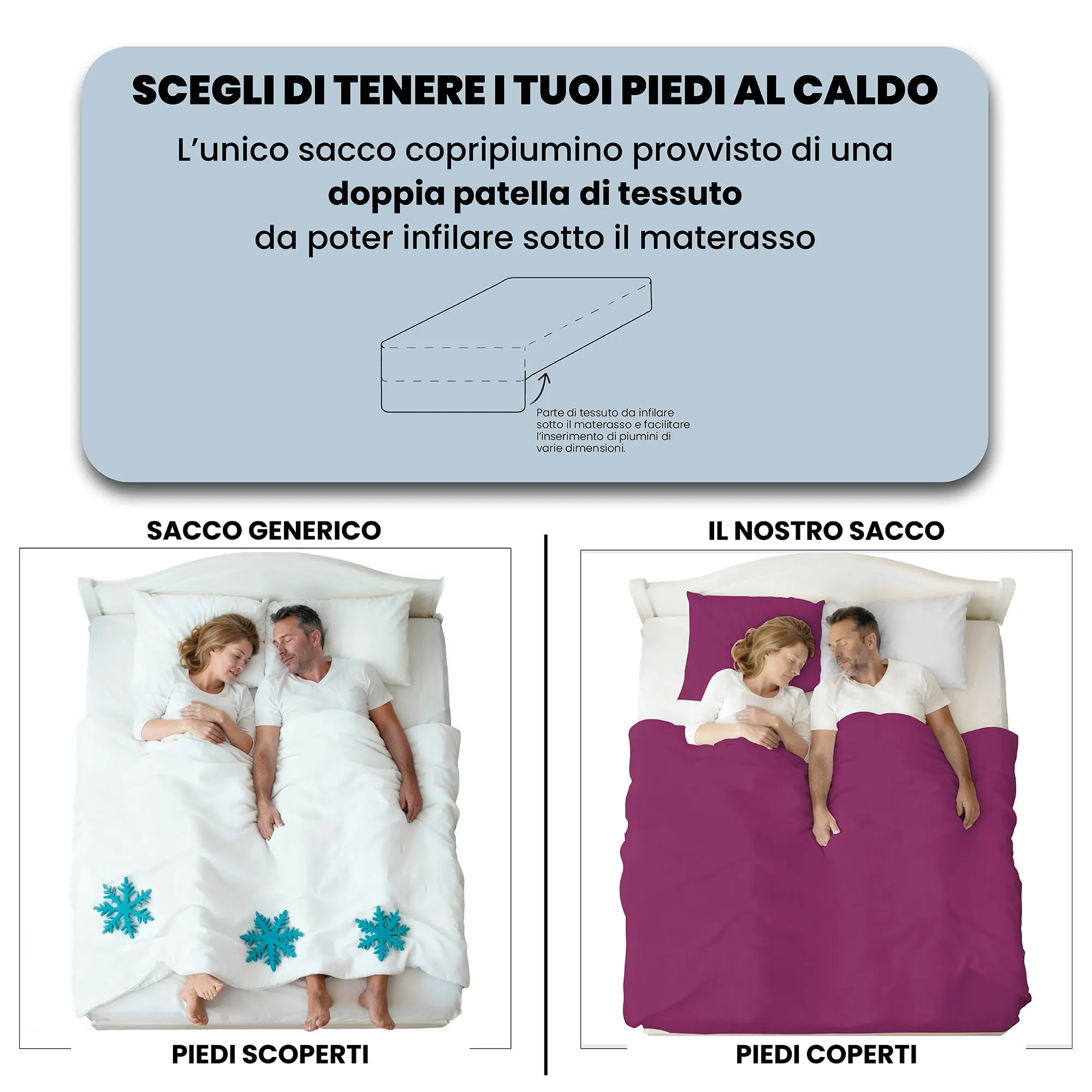 Italian Bed Linen Set Copripiumino 100% Cotone, 200x200 cm, Piazza e Mezza, Fucsia/Grigio Chiaro - immagine 6
