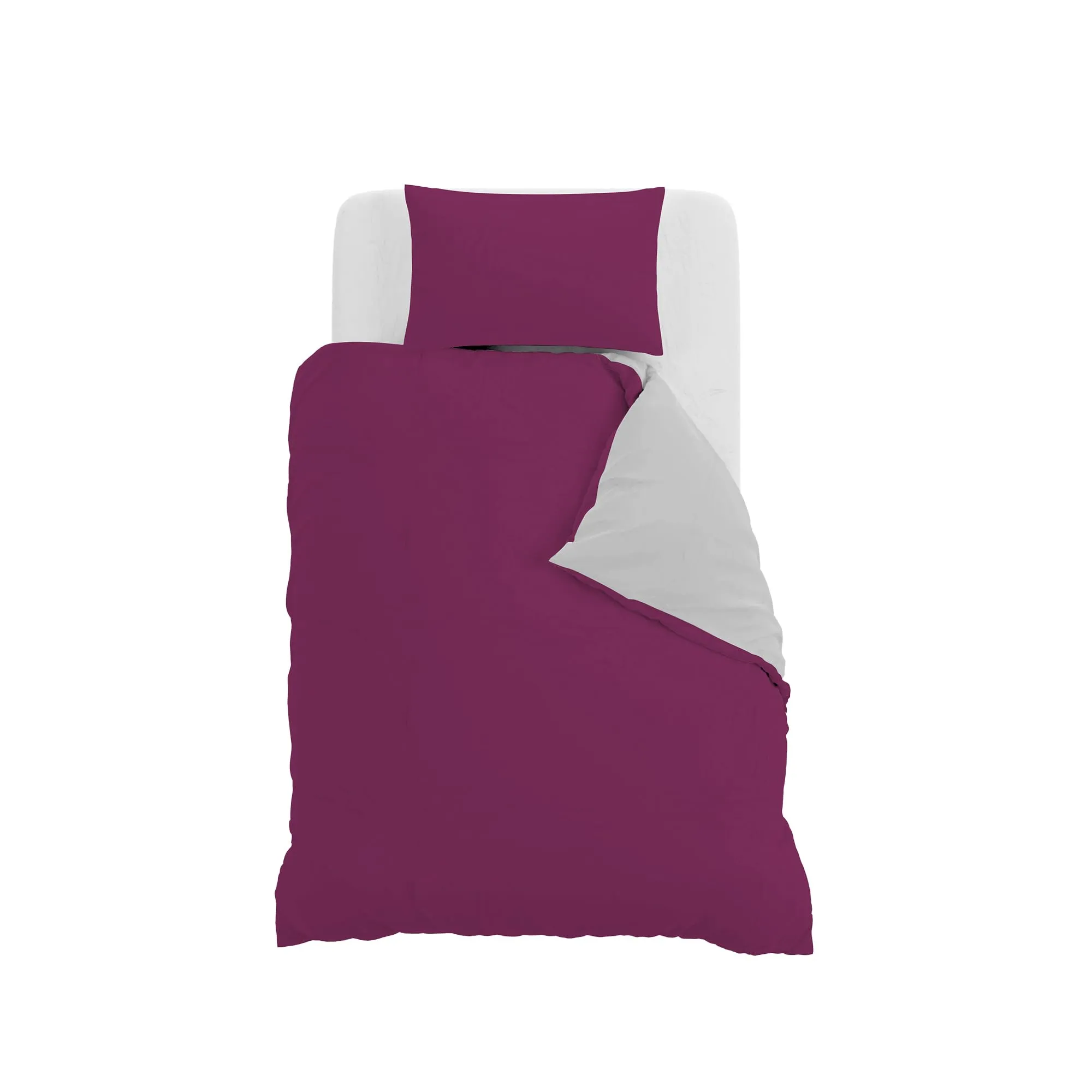 Italian Bed Linen Set Copripiumino 100% Cotone, 200x200 cm, Piazza e Mezza, Fucsia/Grigio Chiaro - immagine 10