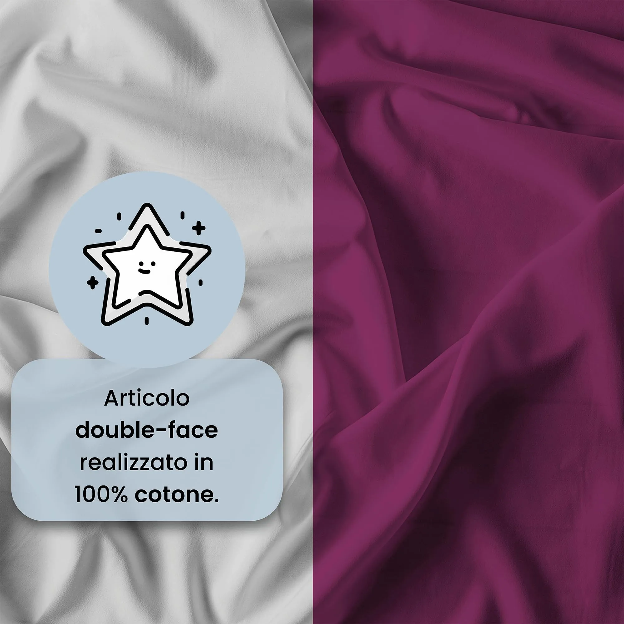 Italian Bed Linen Set Copripiumino 100% Cotone, Singolo, 150x200 cm, Fucsia/Grigio Chiaro - immagine 3