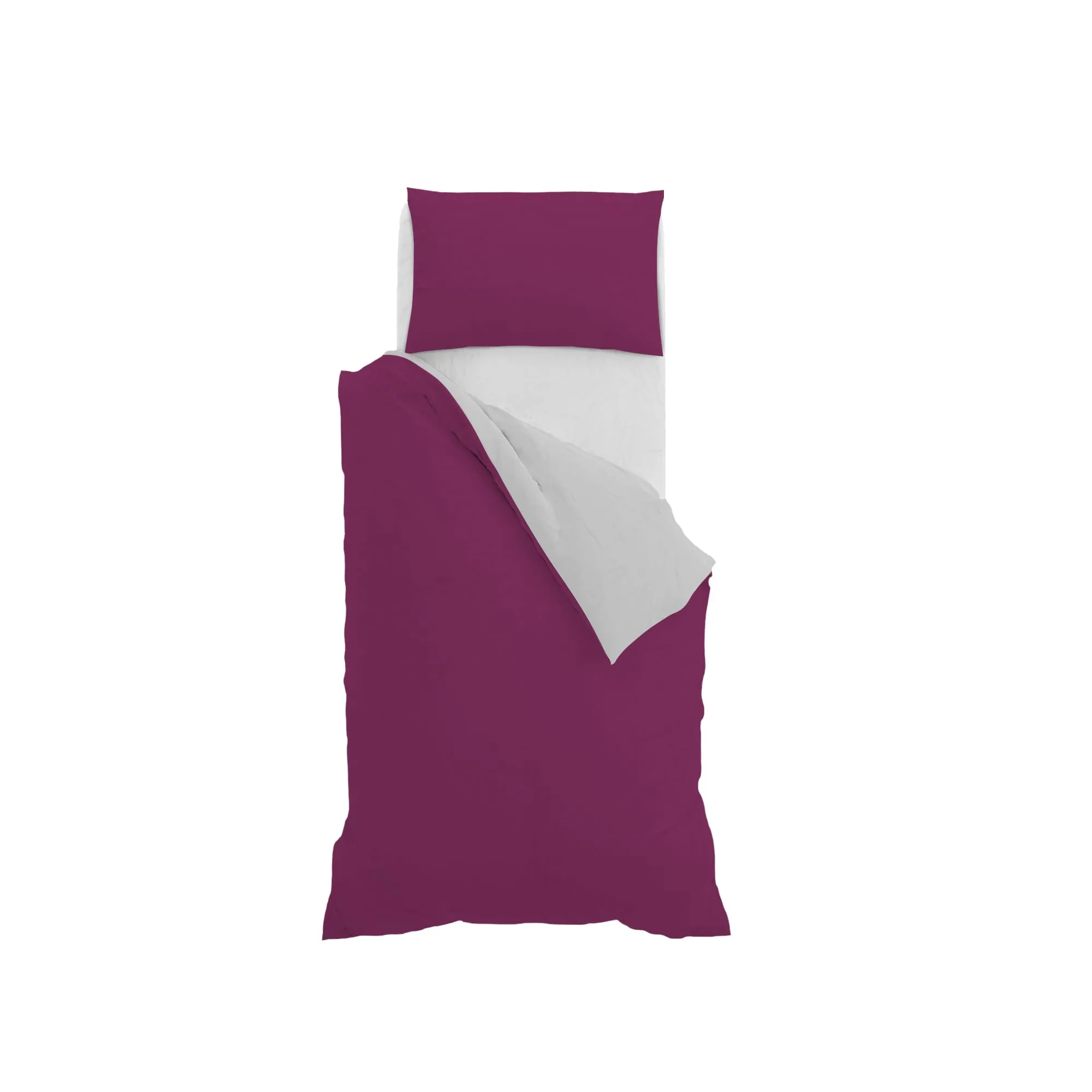 Italian Bed Linen Set Copripiumino 100% Cotone, Singolo, 150x200 cm, Fucsia/Grigio Chiaro - immagine 10