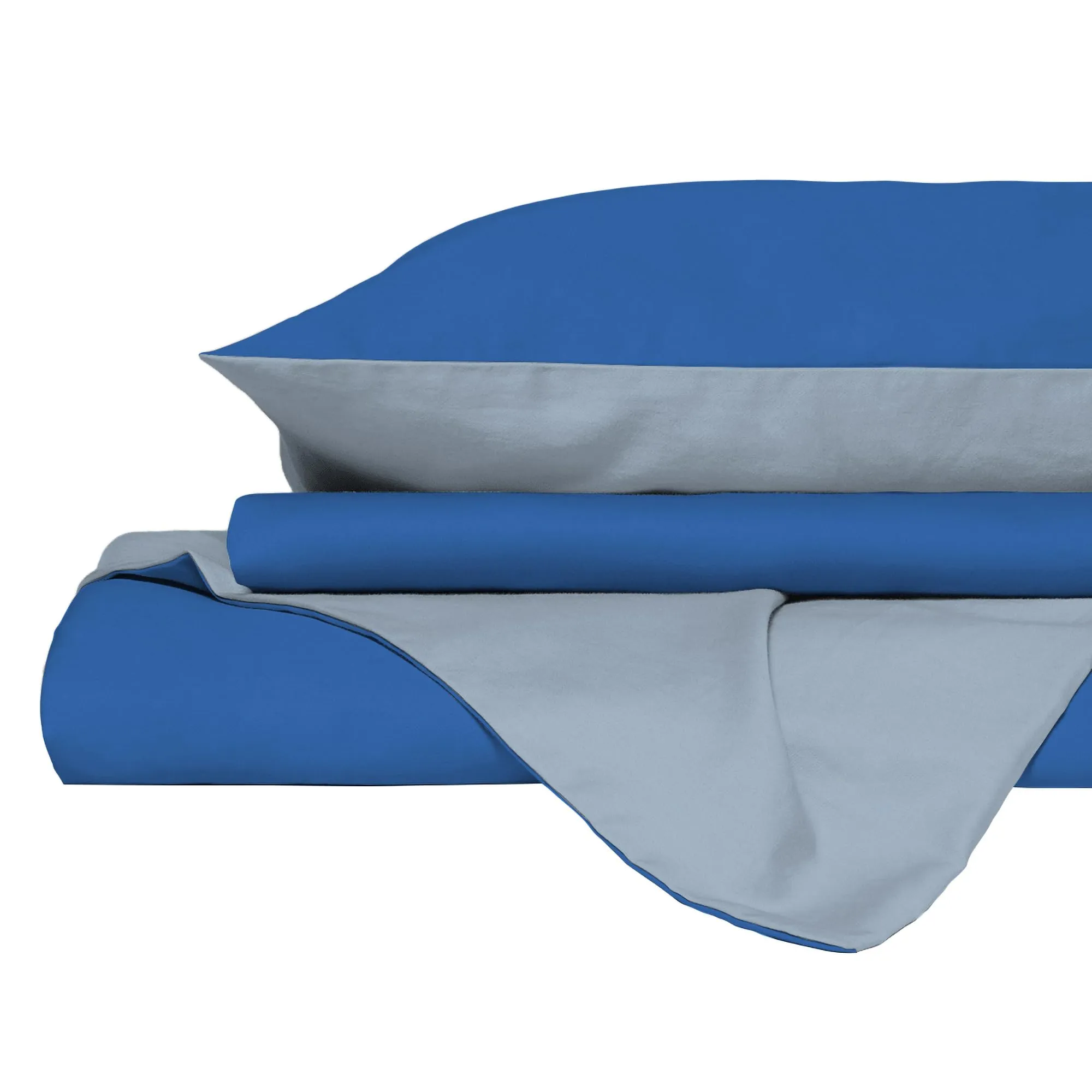 Italian Bed Linen Set Copripiumino 100% Cotone, Singolo, 150x200 cm, Royal/Azzurro - immagine 9