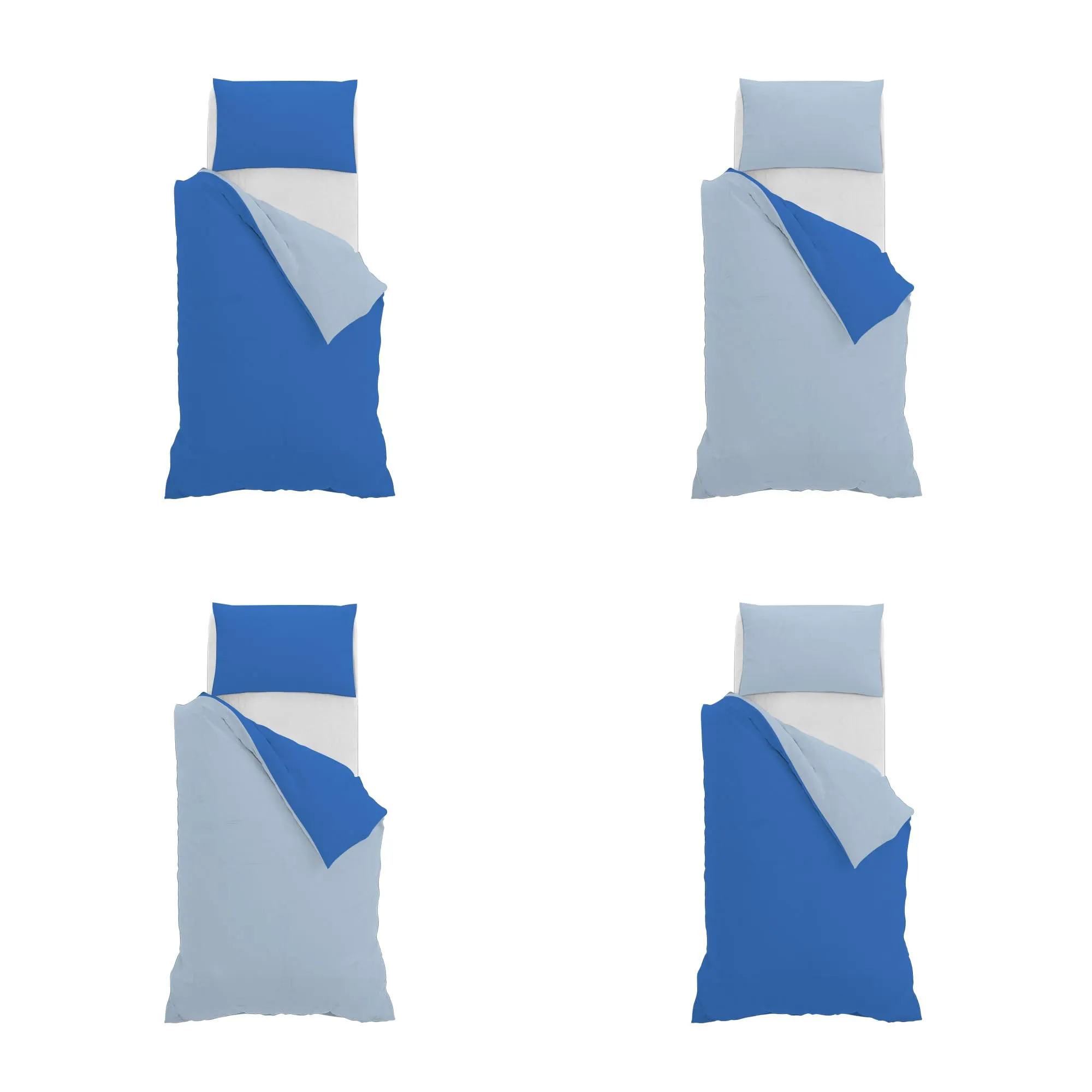 Italian Bed Linen Set Copripiumino 100% Cotone, Singolo, 150x200 cm, Royal/Azzurro - immagine 11