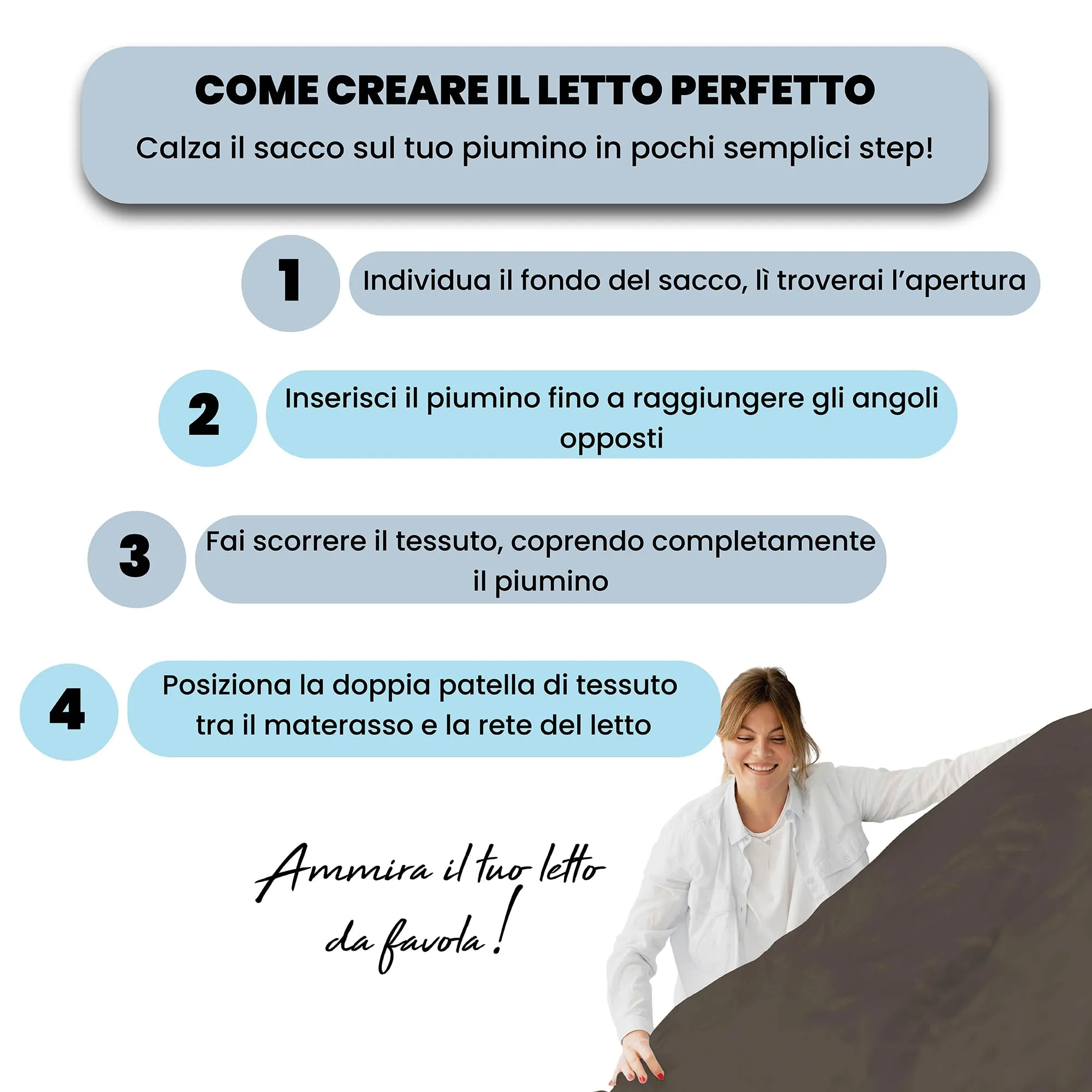 Italian Bed Linen Set Copripiumino 100% Cotone, Singolo, 150x200 cm, Marrone/Panna - immagine 5
