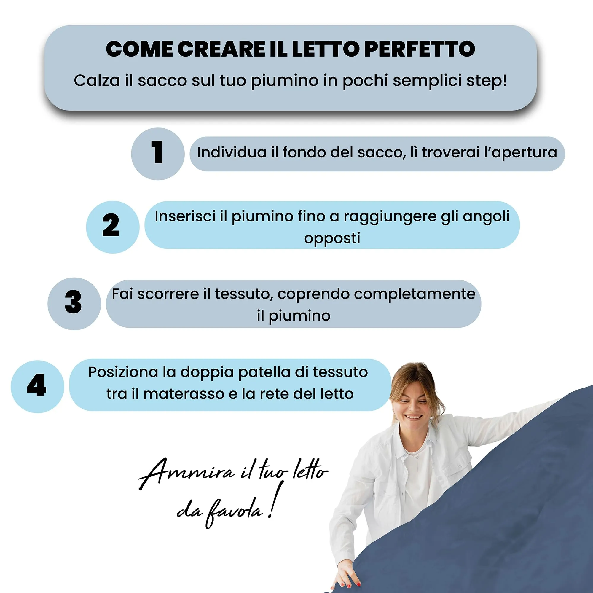 Italian Bed Linen Set Copripiumino 100% Cotone Natural Color, 200x200 cm, Piazza e Mezza, Avio/Grigio Scuro - immagine 5