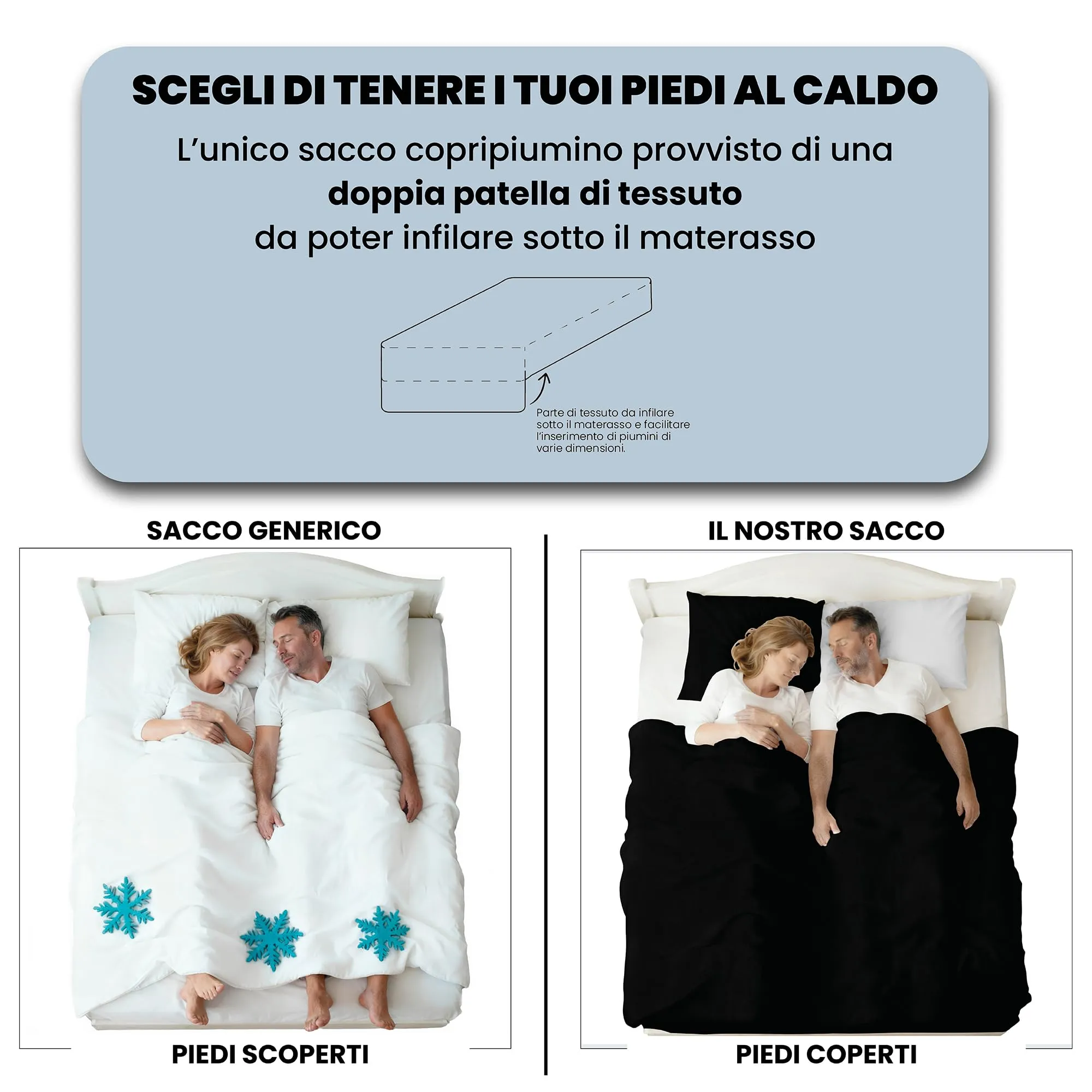 Italian Bed Linen Set Copripiumino 100% Cotone, 200x200 cm, Piazza e Mezza, Nero/Grigio Chiaro - immagine 6