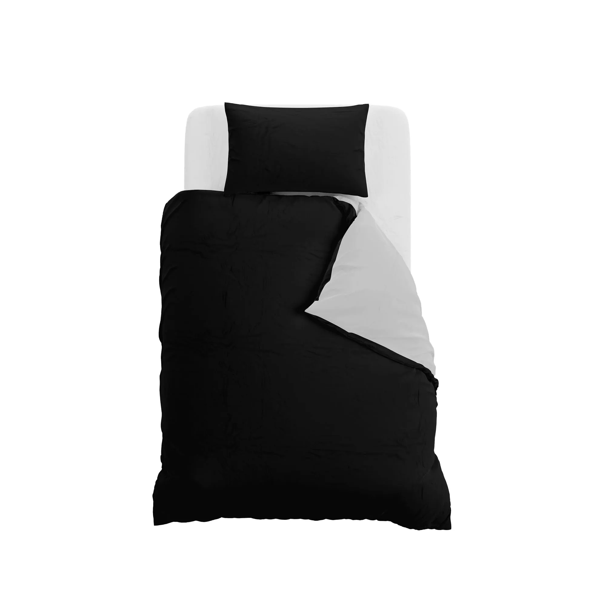 Italian Bed Linen Set Copripiumino 100% Cotone, 200x200 cm, Piazza e Mezza, Nero/Grigio Chiaro - immagine 10