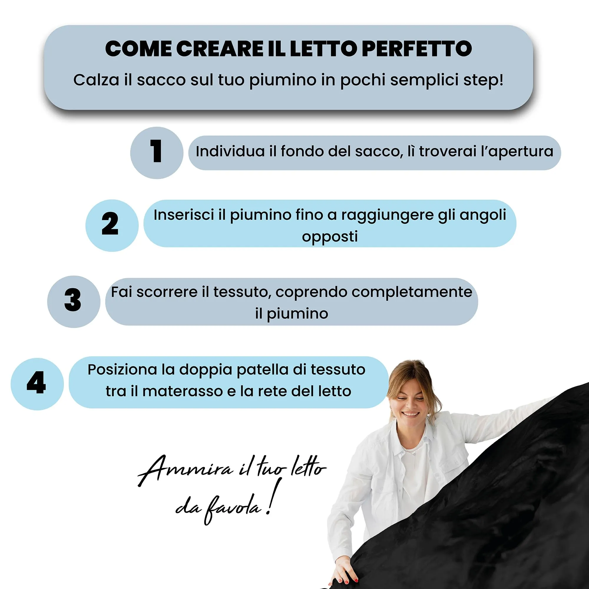 Italian Bed Linen Set Copripiumino 100% Cotone, Singolo, 150x200 cm, Nero/Grigio Chiaro - immagine 5