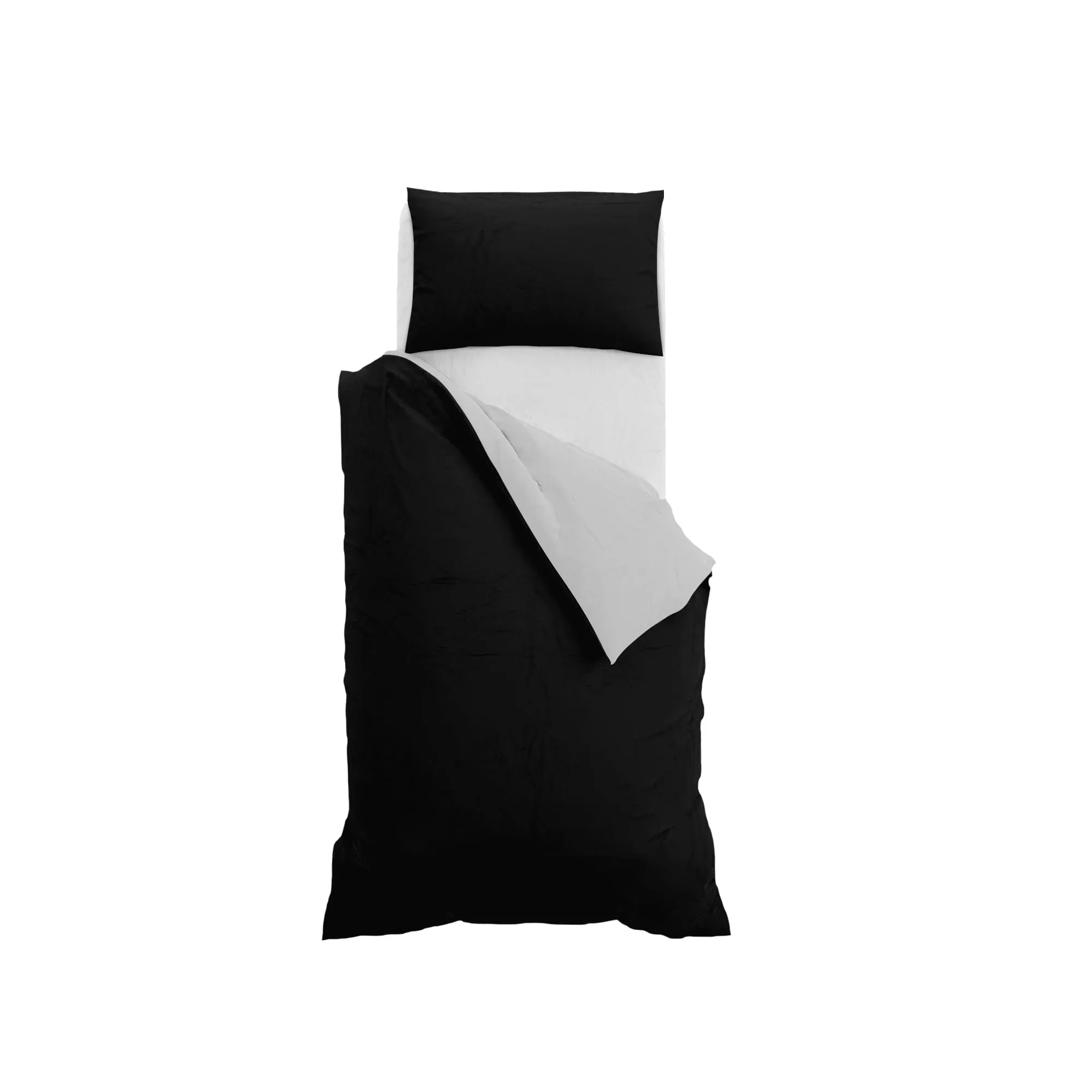 Italian Bed Linen Set Copripiumino 100% Cotone, Singolo, 150x200 cm, Nero/Grigio Chiaro - immagine 10