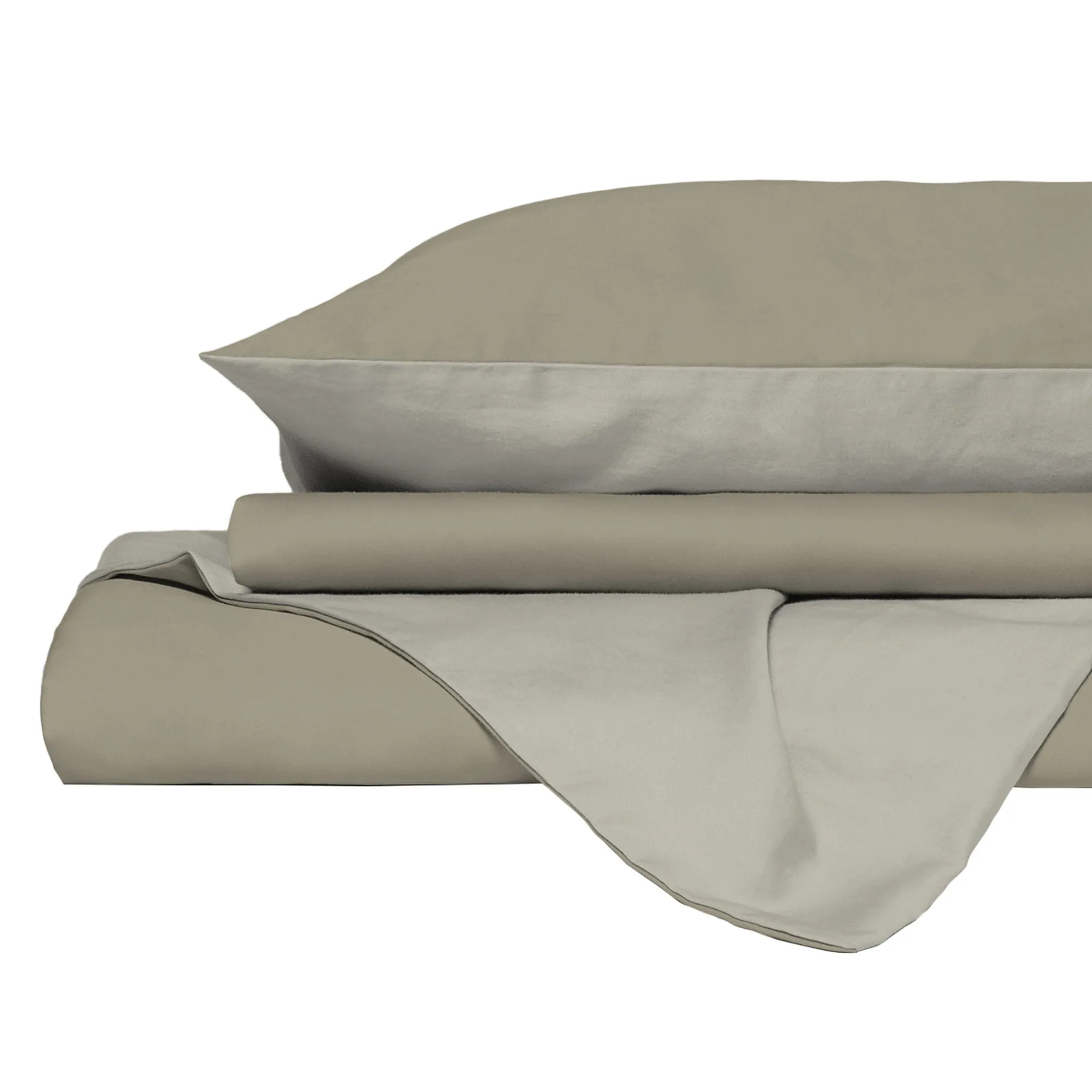Italian Bed Linen Set Copripiumino 100% Cotone, 200x200 cm, Piazza e Mezza, Tortora/Panna - immagine 9