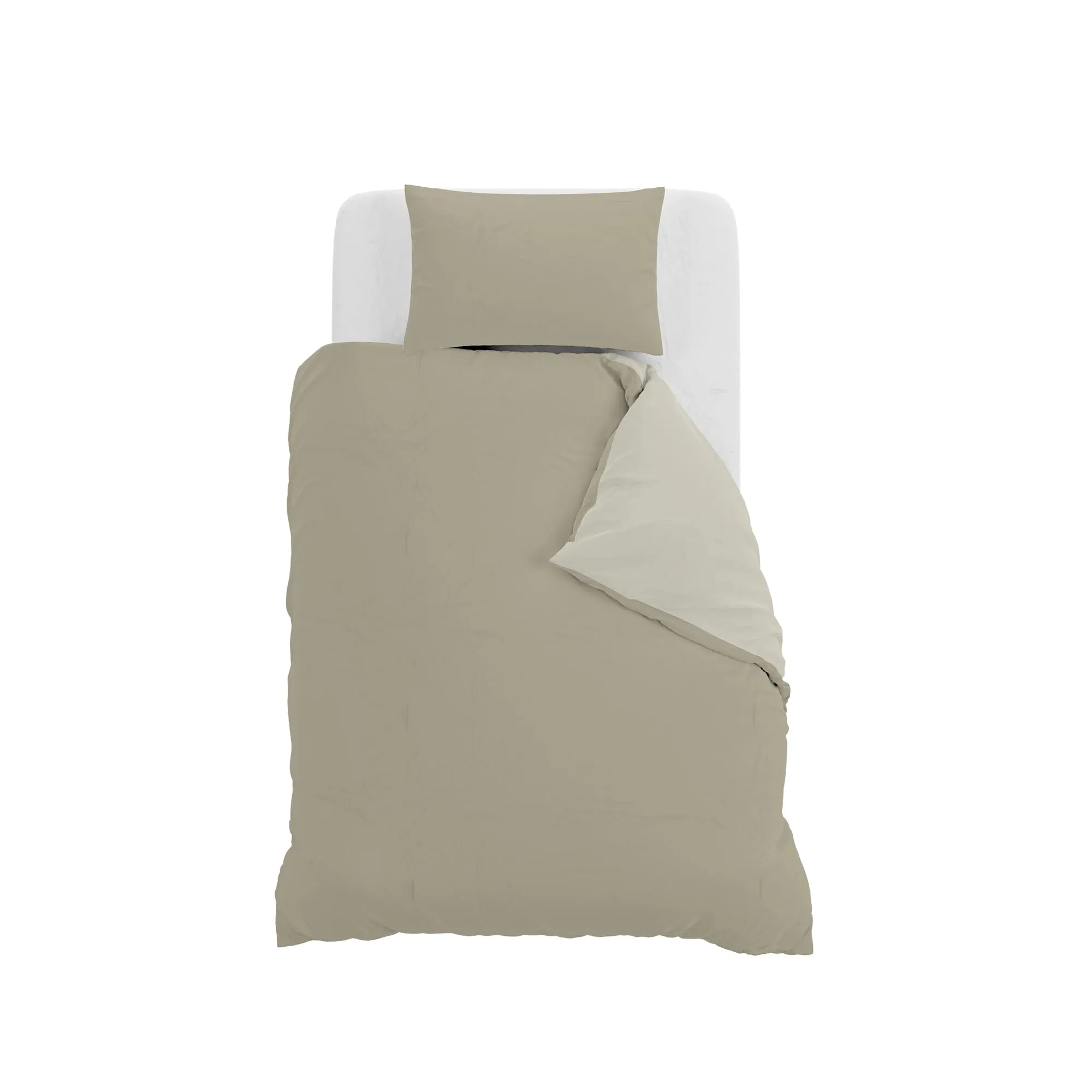 Italian Bed Linen Set Copripiumino 100% Cotone, 200x200 cm, Piazza e Mezza, Tortora/Panna - immagine 10