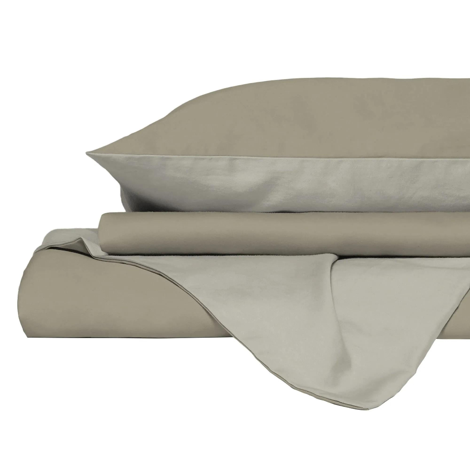 Italian Bed Linen Set Copripiumino 100% Cotone, Singolo, 150x200 cm, Tortora/Panna - immagine 9