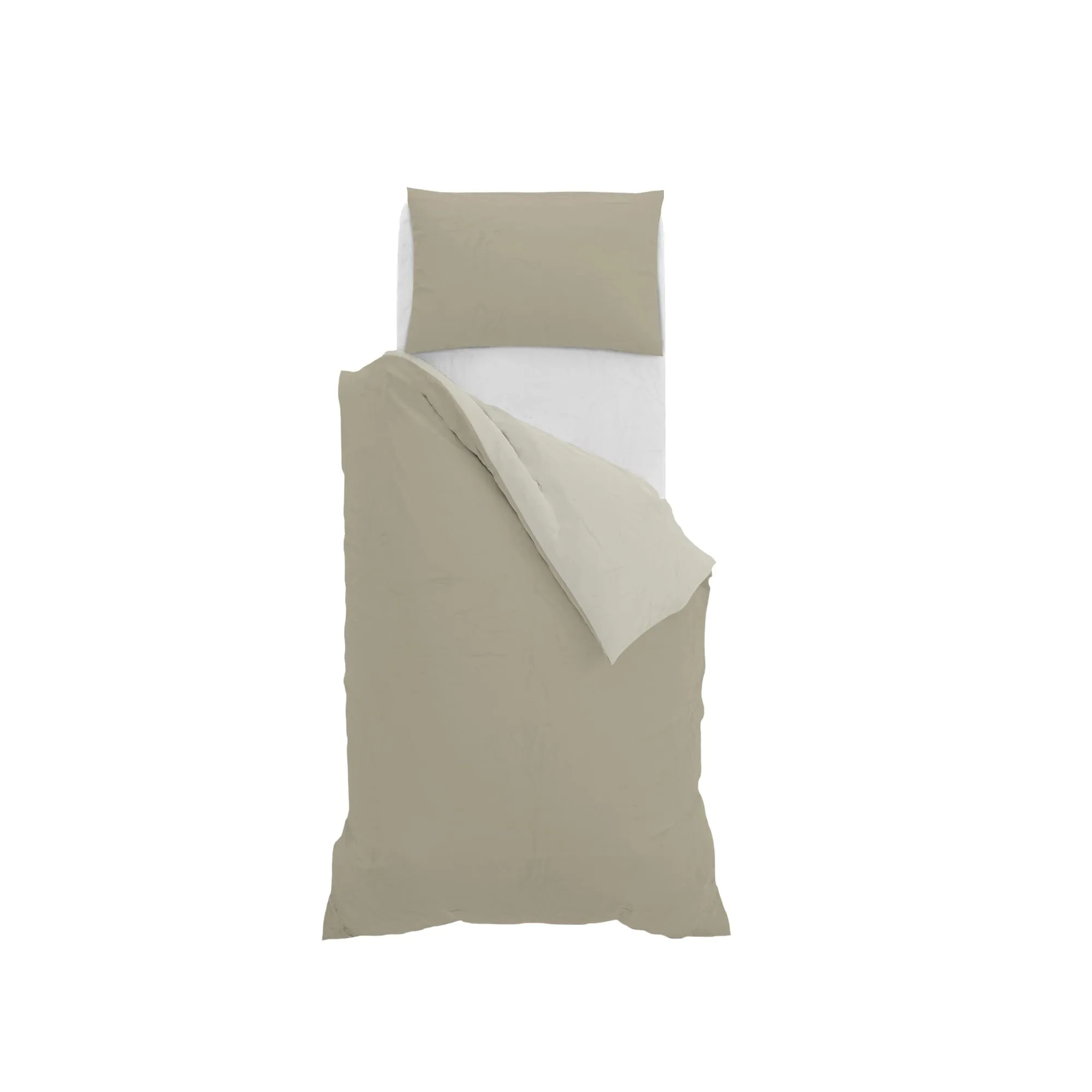 Italian Bed Linen Set Copripiumino 100% Cotone, Singolo, 150x200 cm, Tortora/Panna - immagine 10