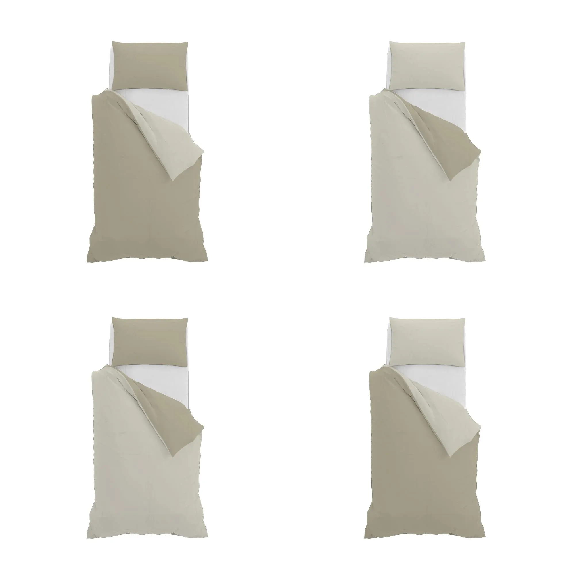 Italian Bed Linen Set Copripiumino 100% Cotone, Singolo, 150x200 cm, Tortora/Panna - immagine 11