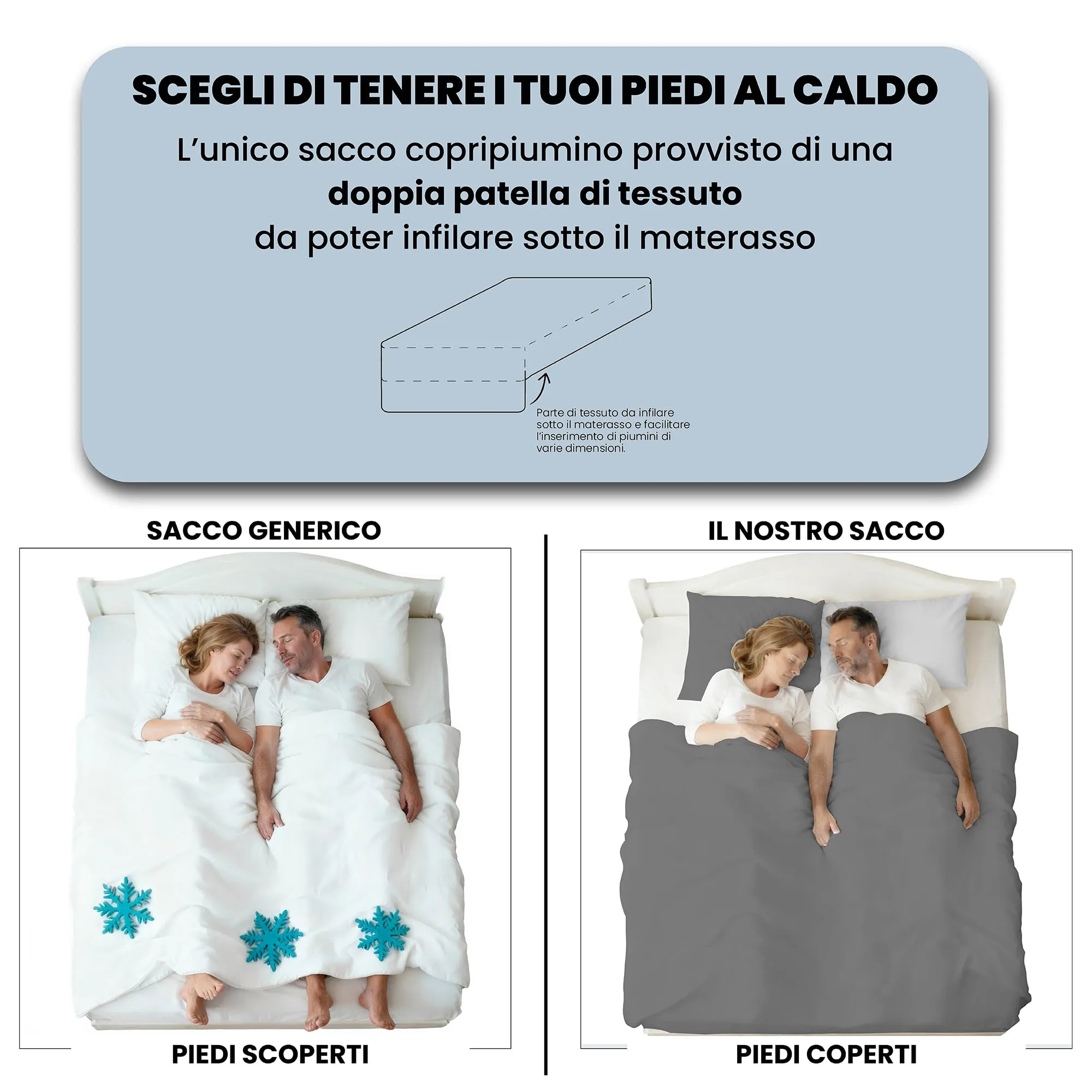 Italian Bed Linen Set Copripiumino 100% Cotone, Singolo, 150x200 cm, Grigio Scuro/Grigio Chiaro - immagine 6