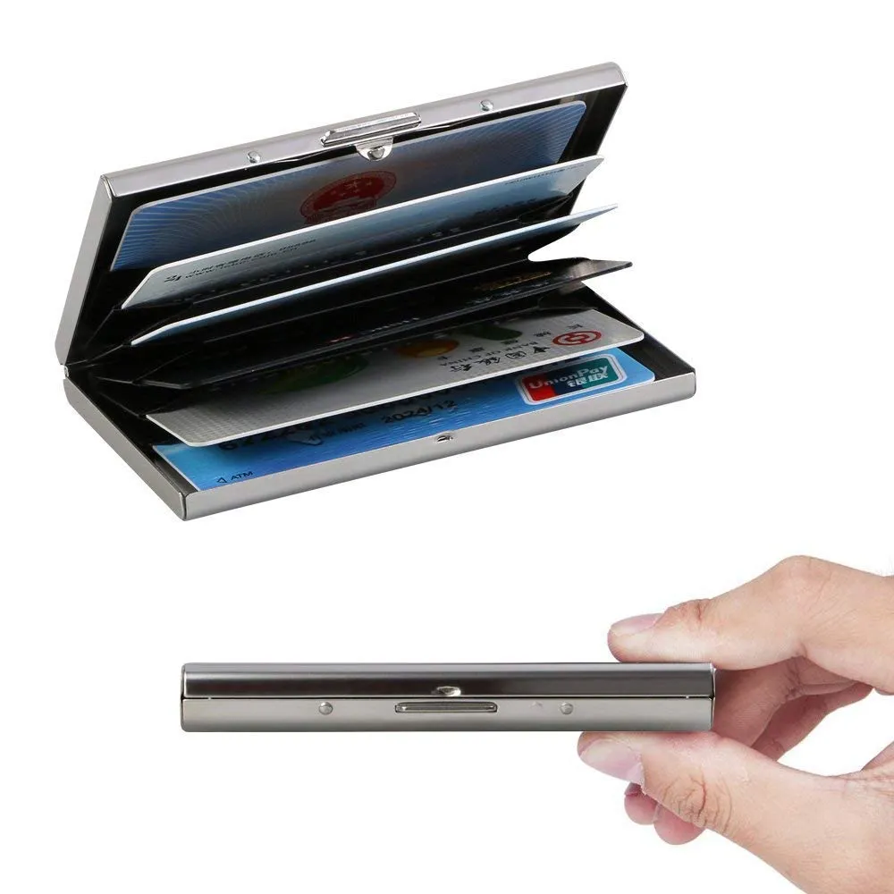 Vicloon Porta Carte di Credito in Acciaio Inossidabile Anti RFID e NFC - immagine 3