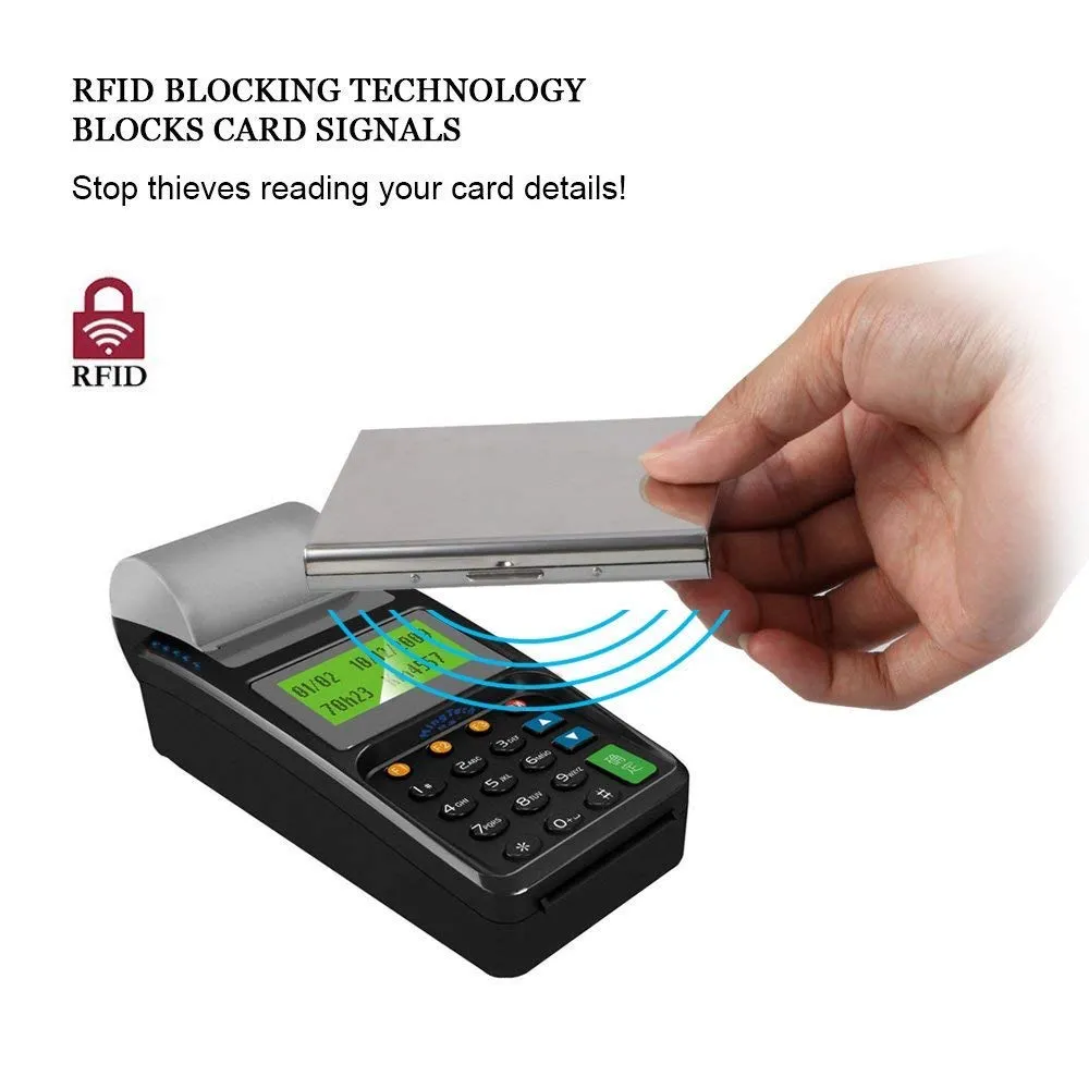Vicloon Porta Carte di Credito in Acciaio Inossidabile Anti RFID e NFC - immagine 6
