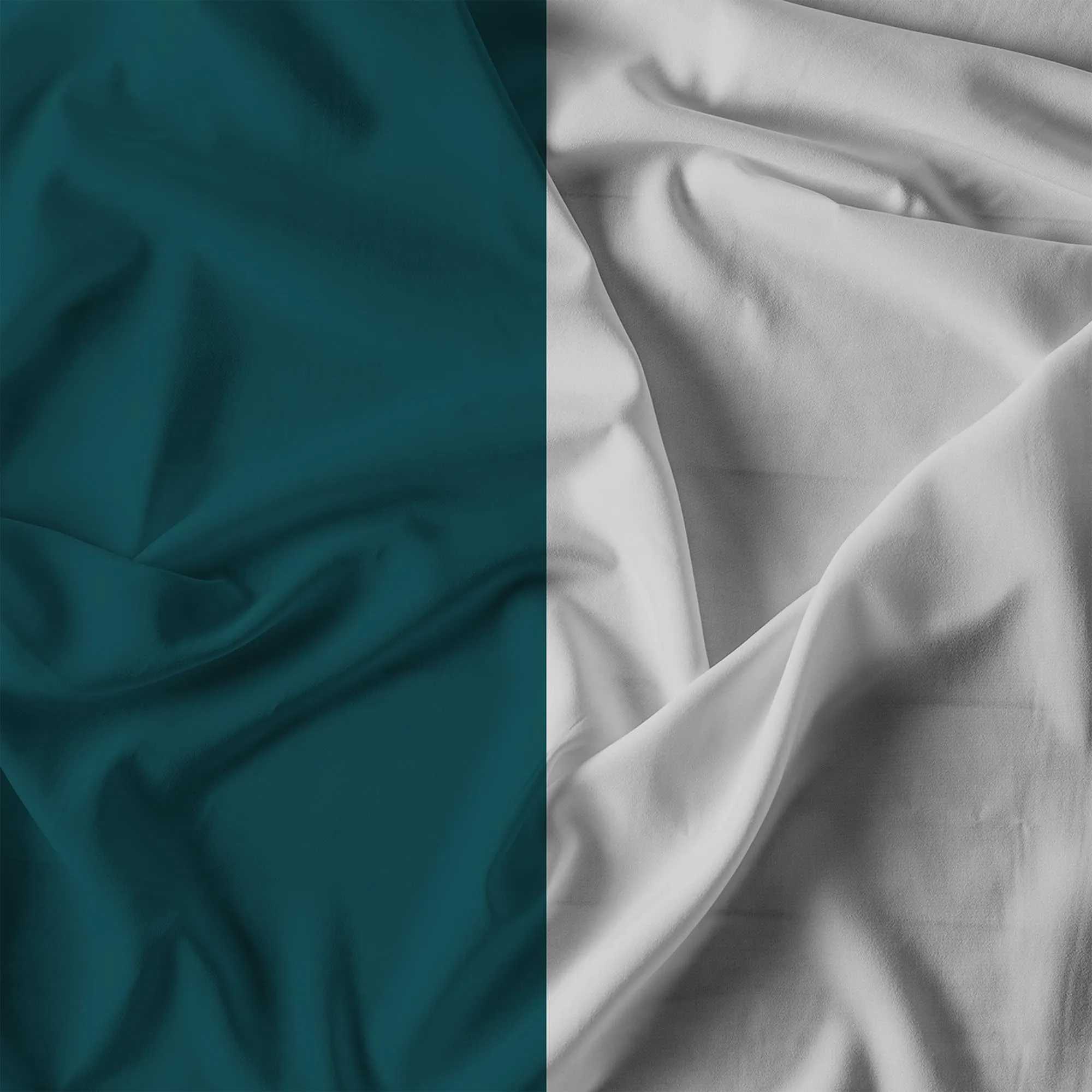 Italian Bed Linen Set Copripiumino 100% Cotone, 200x200 cm, Piazza e Mezza, Petrolio/Grigio Chiaro - immagine 12