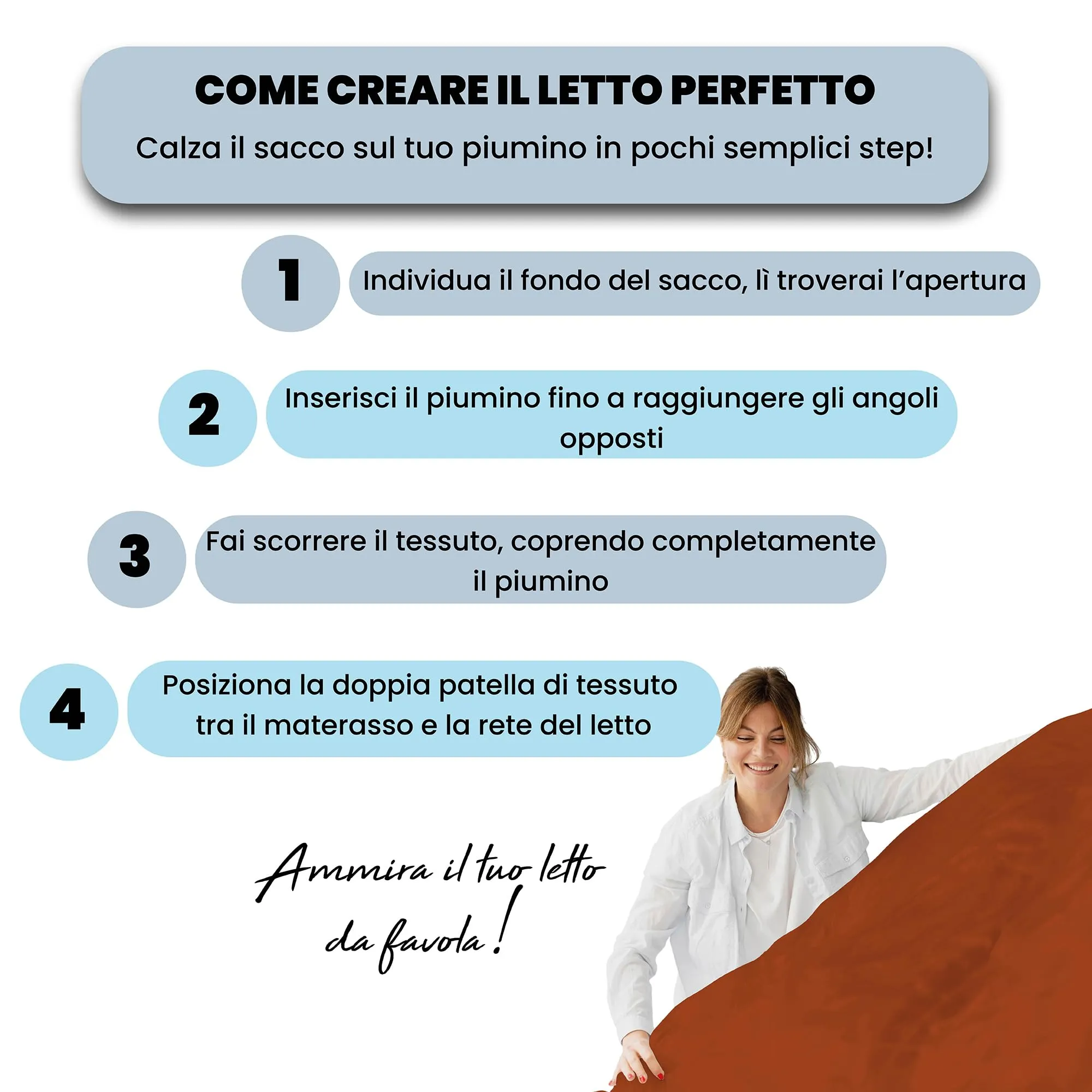 Italian Bed Linen Set Copripiumino 100% Cotone, Singolo, 150x200 cm, Terra/Panna - immagine 5