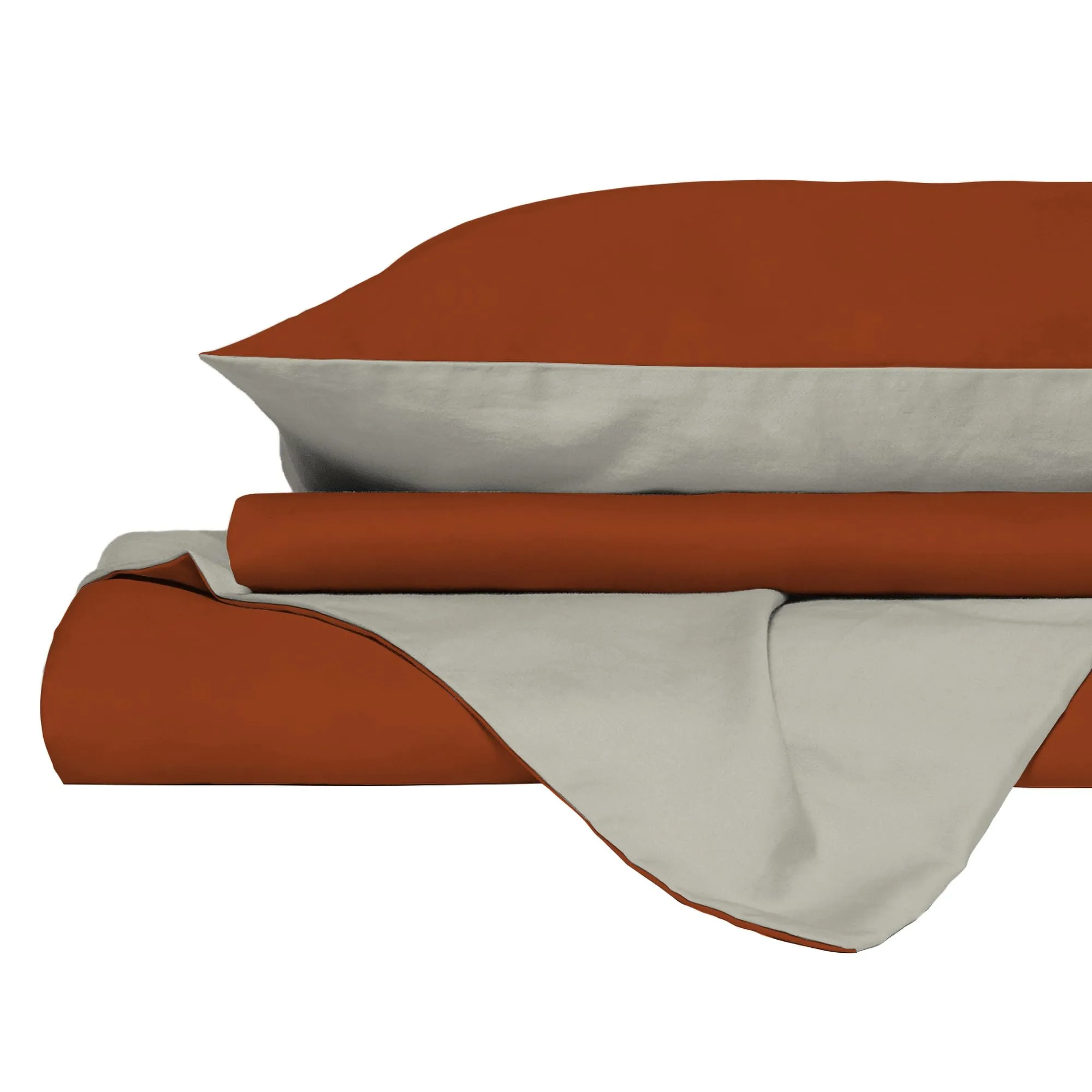 Italian Bed Linen Set Copripiumino 100% Cotone, Singolo, 150x200 cm, Terra/Panna - immagine 9
