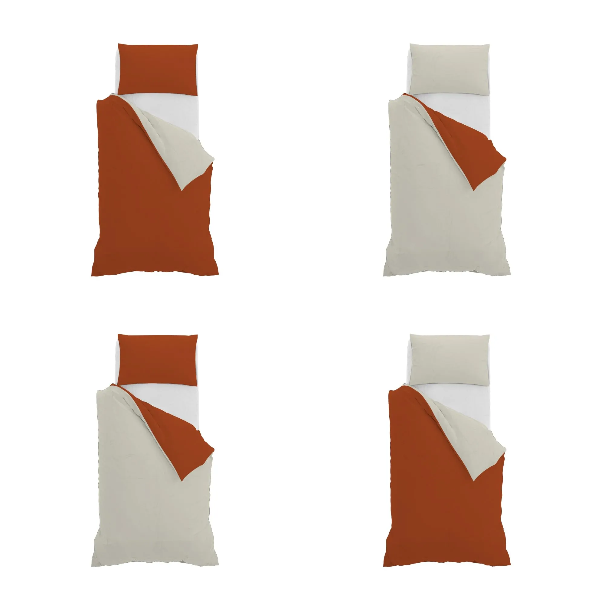 Italian Bed Linen Set Copripiumino 100% Cotone, Singolo, 150x200 cm, Terra/Panna - immagine 11